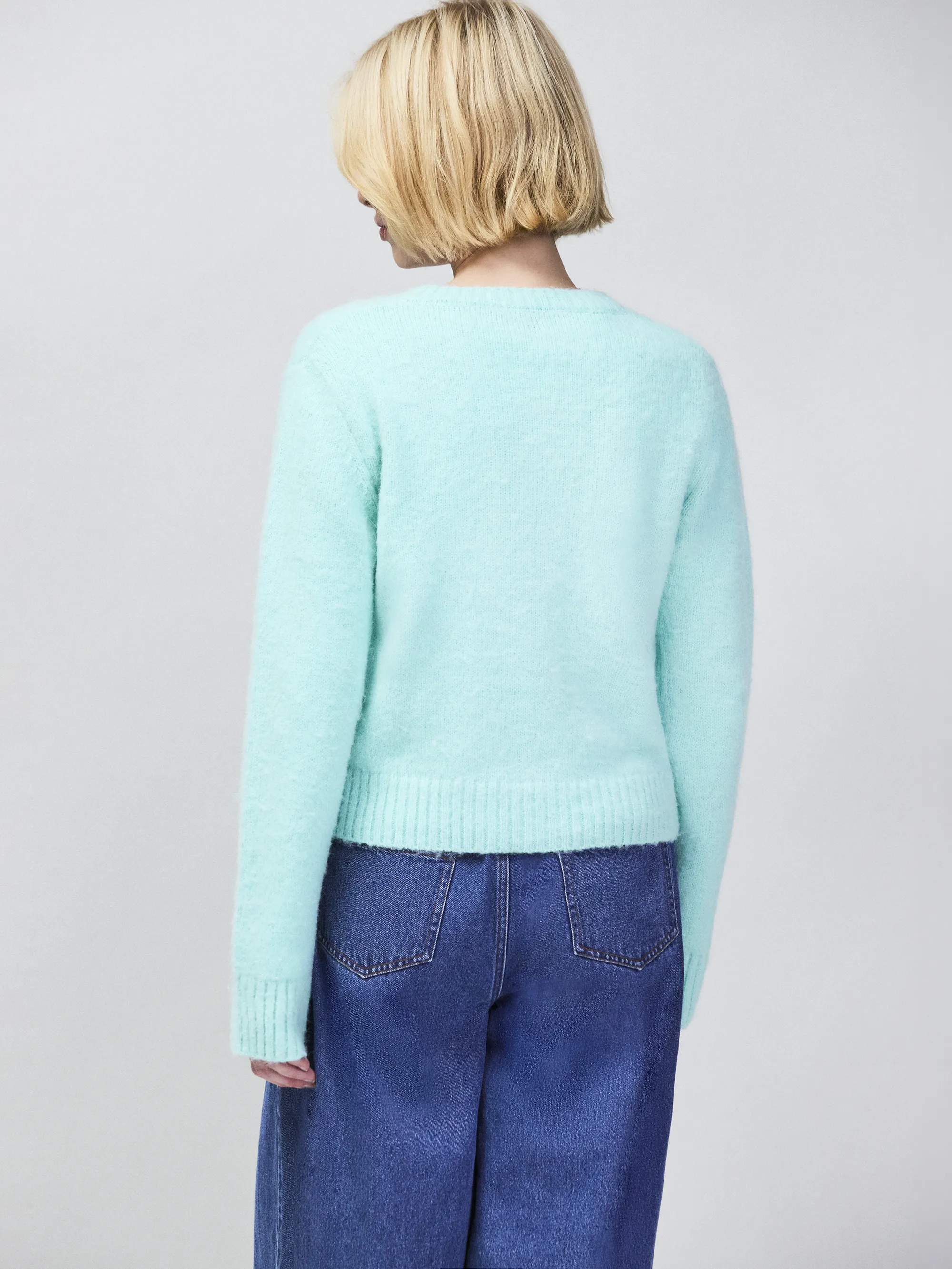 Mint Cardigan With Alpaca - Image 7