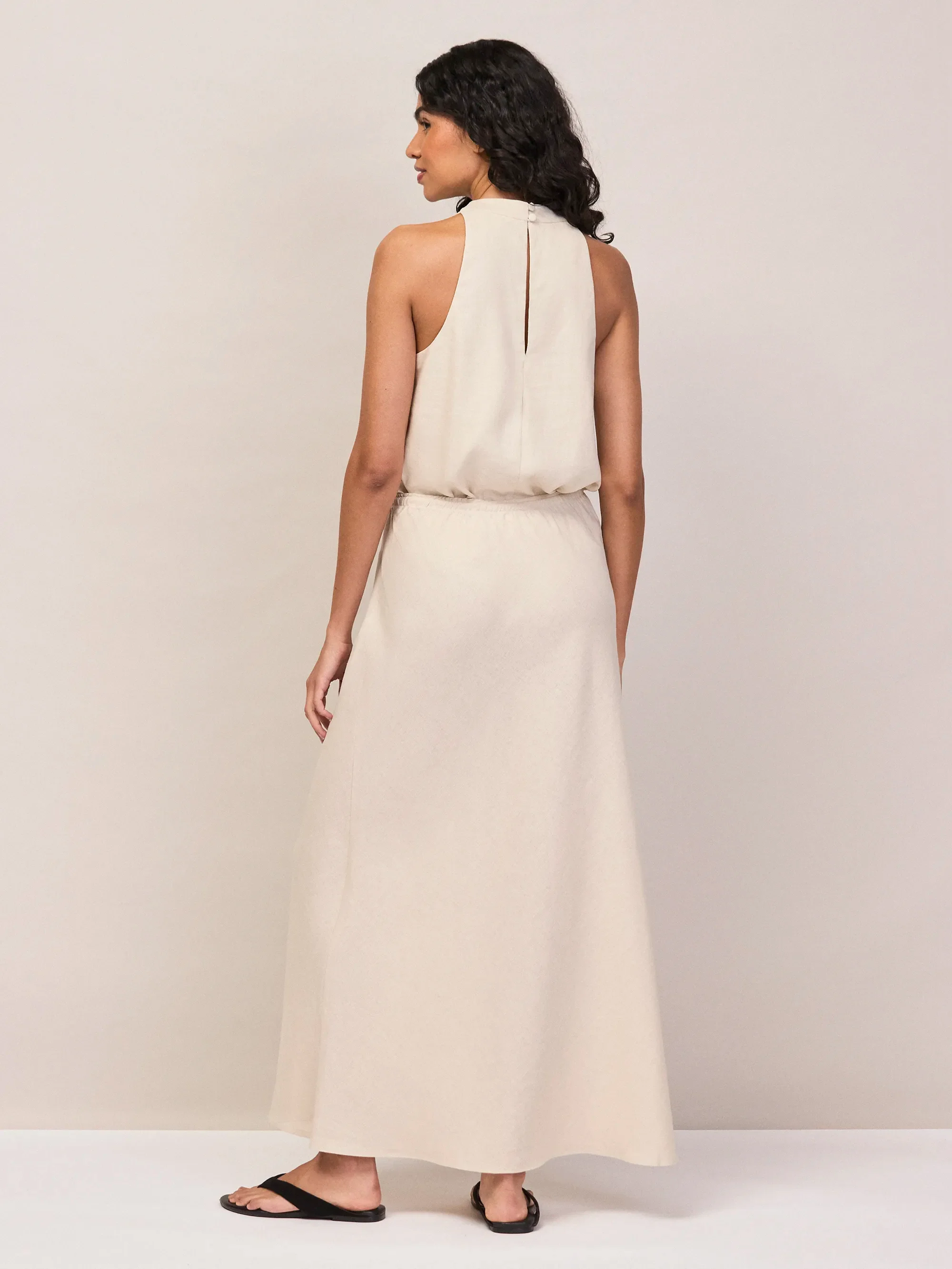 Natural Linen Blend Bias Skirt - Image 4