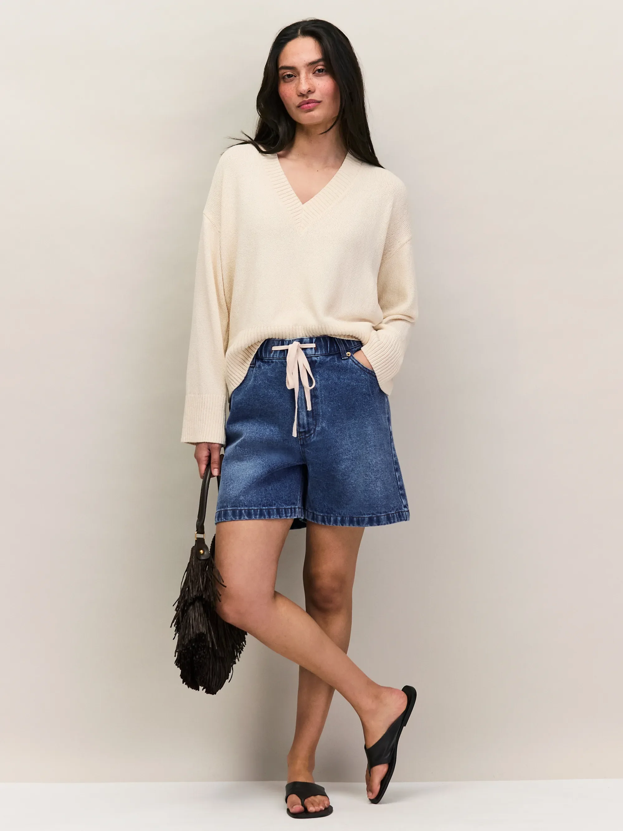 Natural Cotton and Hemp Blend V-Neck Jumper - Image 3