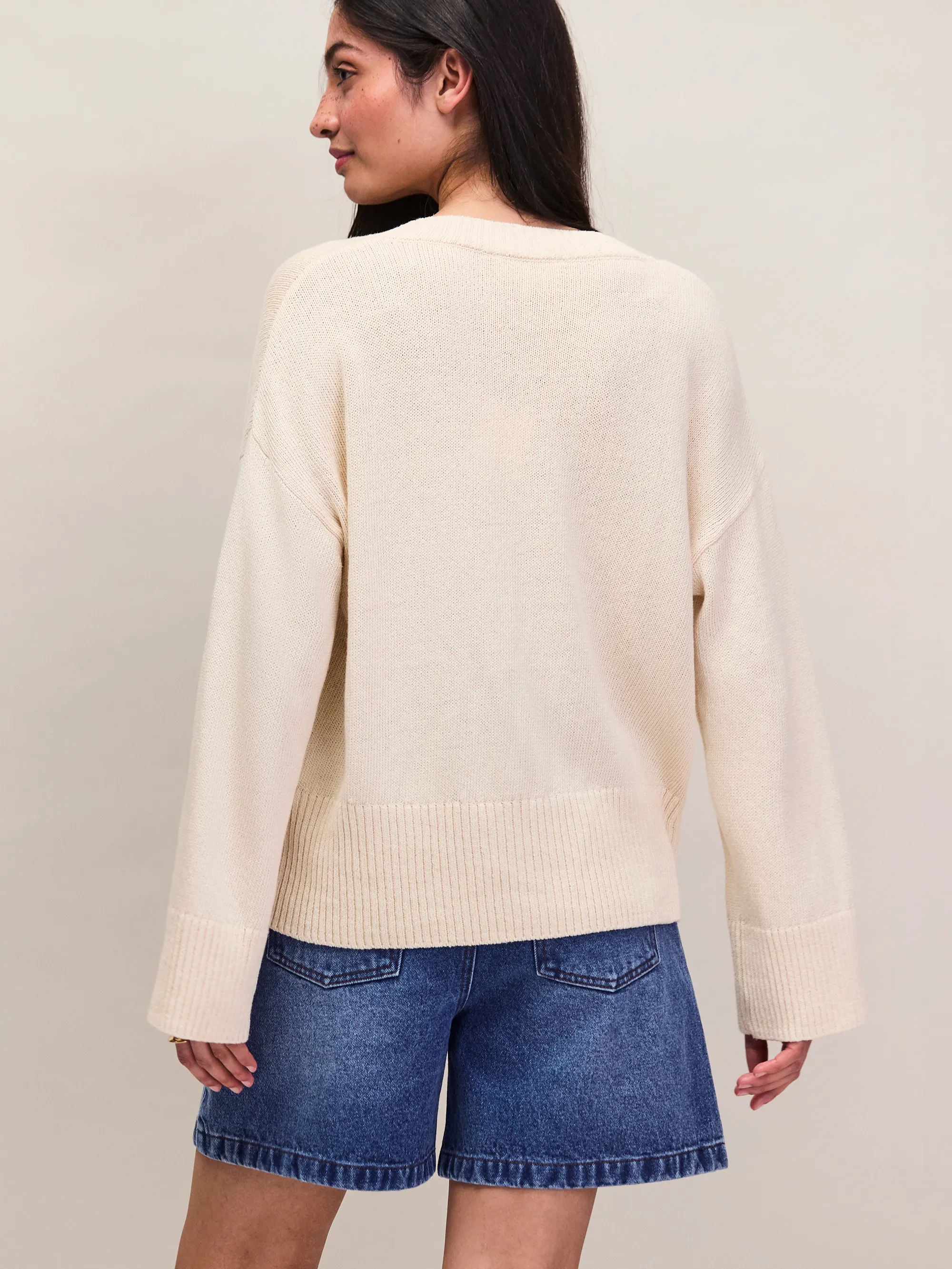 Natural Cotton and Hemp Blend V-Neck Jumper - Image 5