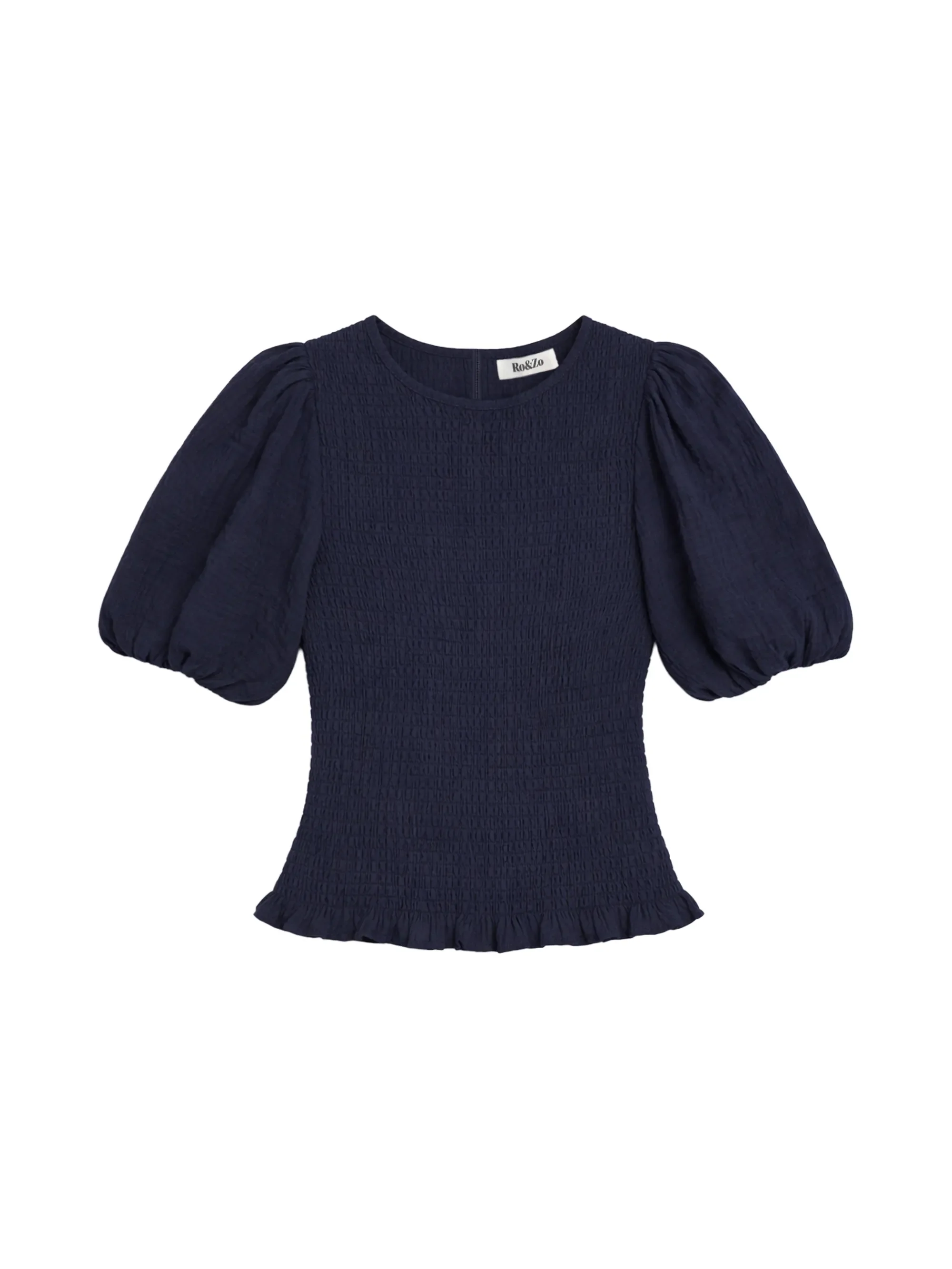 Navy Cheesecloth Shirred Top - Image 6