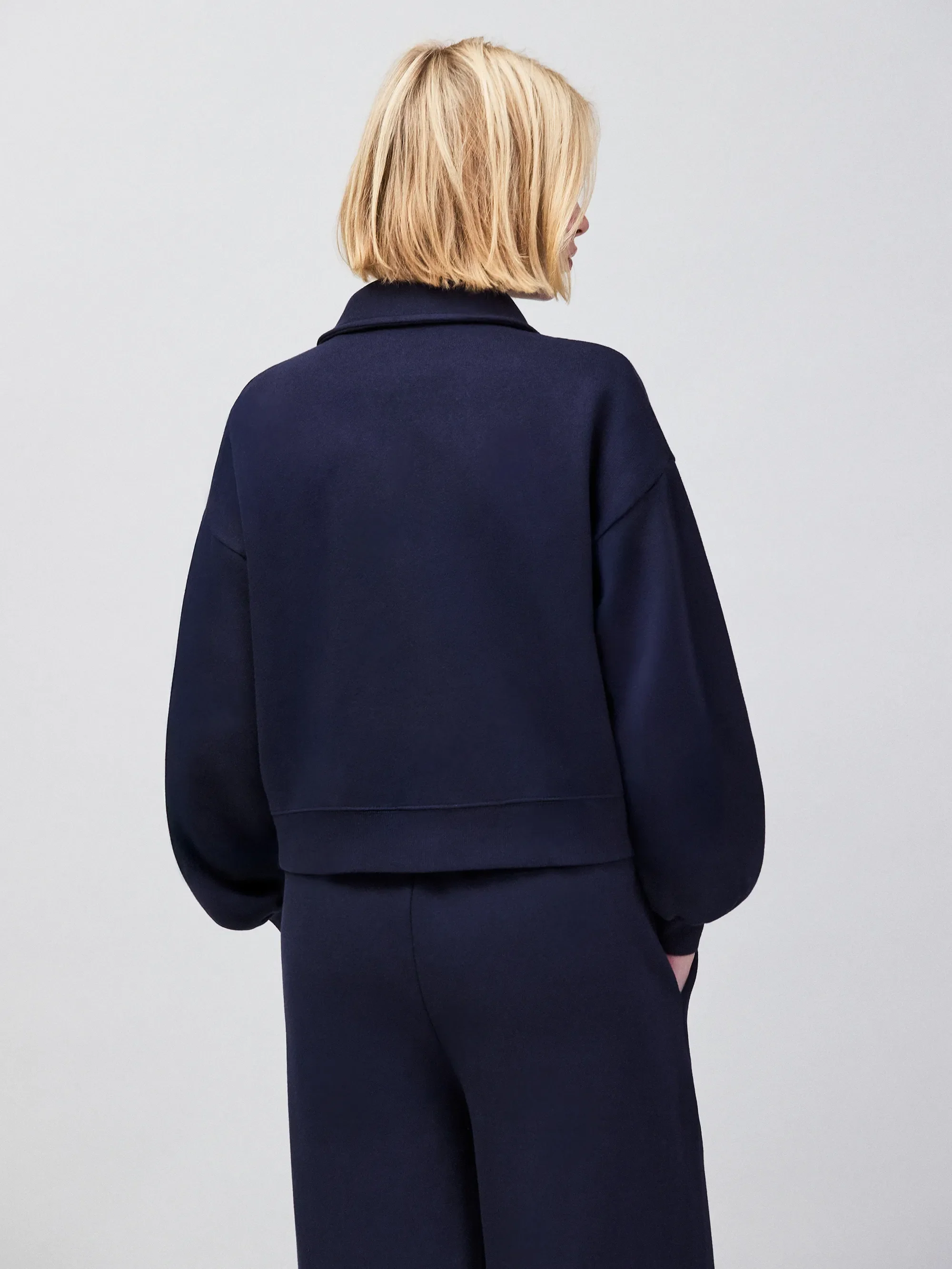 Navy Sweatshirt Bomber Jacket - Image 5
