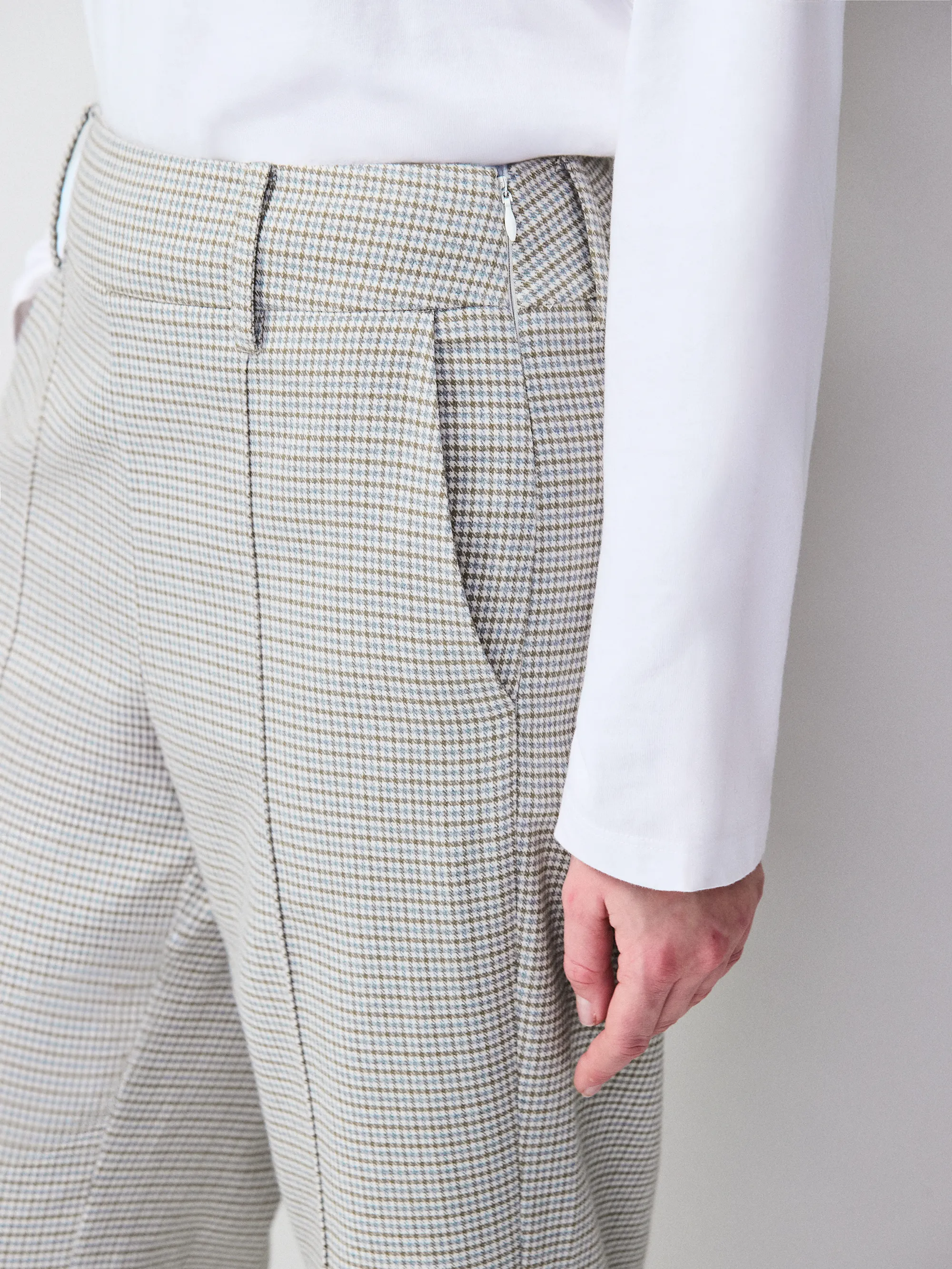 Neutral Check Flare Trousers - Image 4