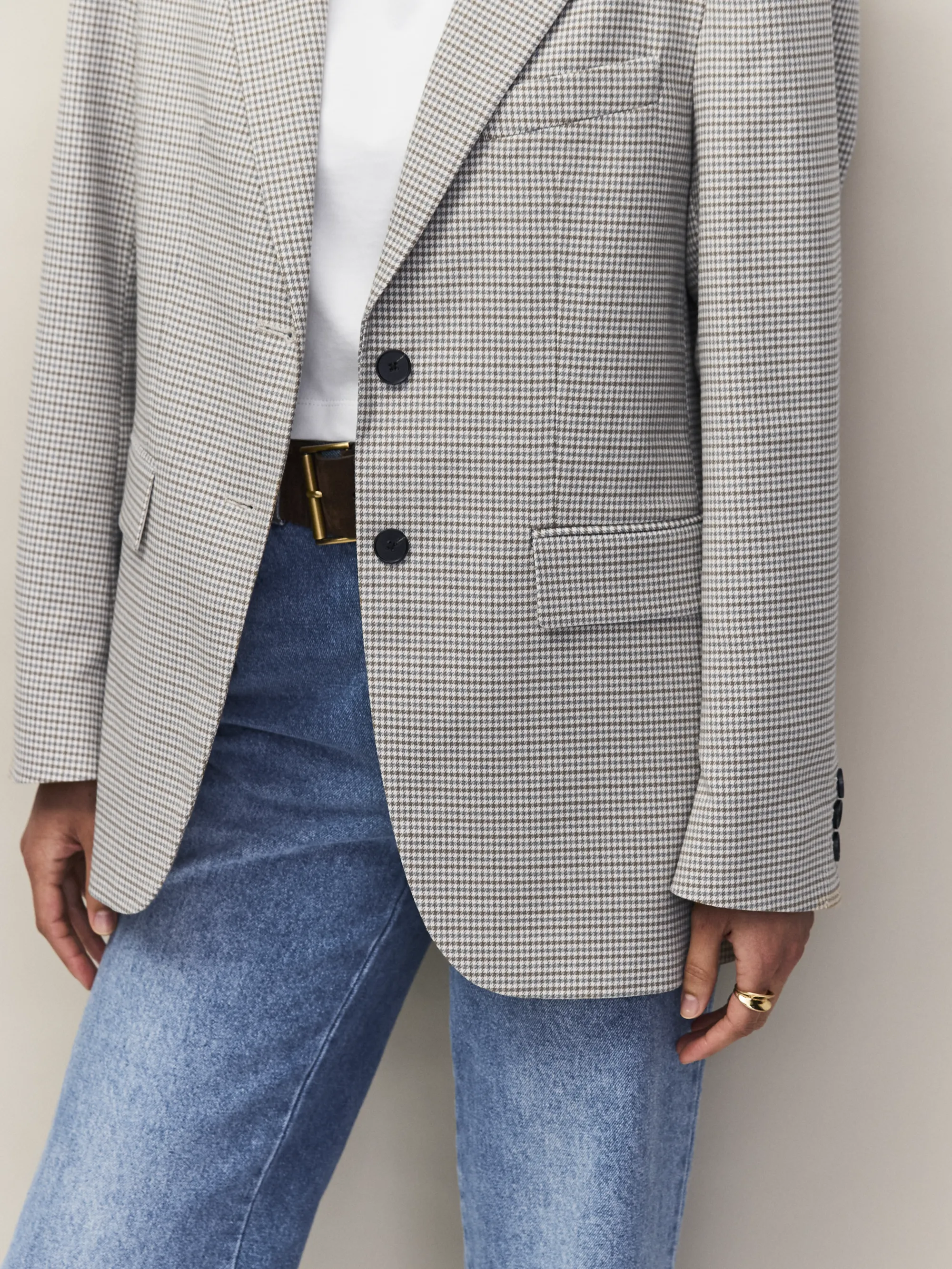 Neutral Check Oversized Blazer - Image 3