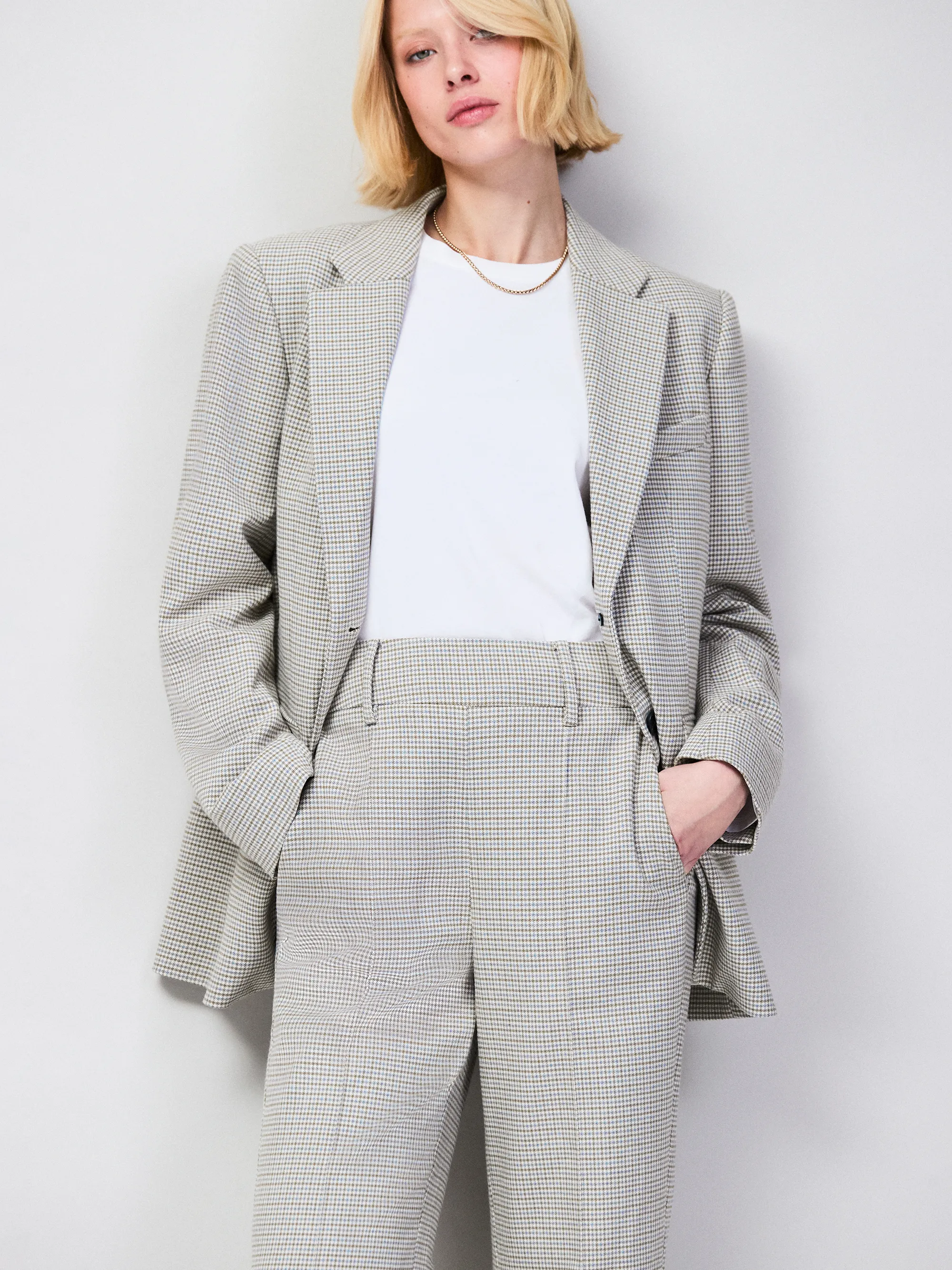 Neutral Check Oversized Blazer - Image 6