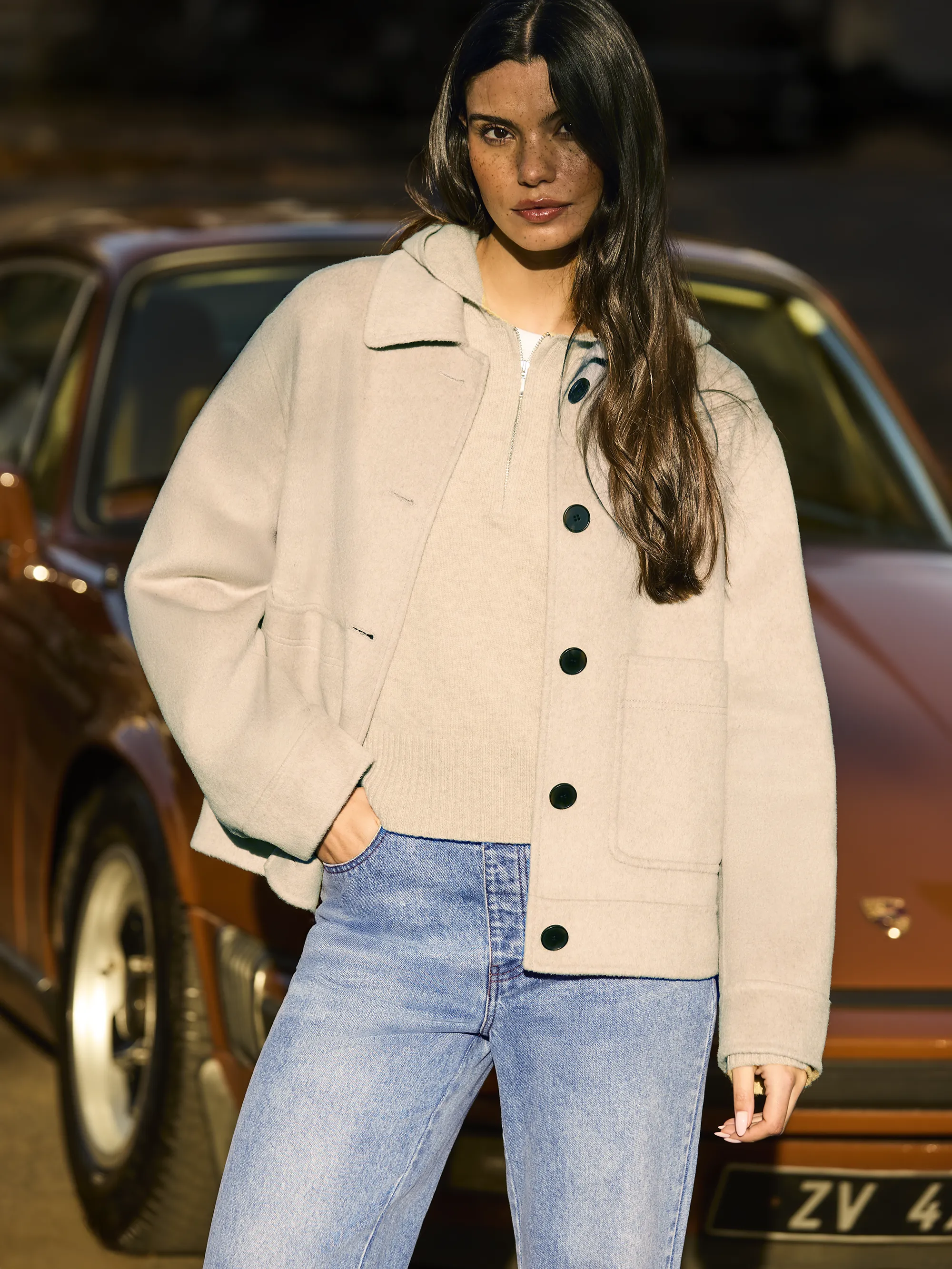 Oatmeal Wool Blend Double Faced Jacket - Image 3