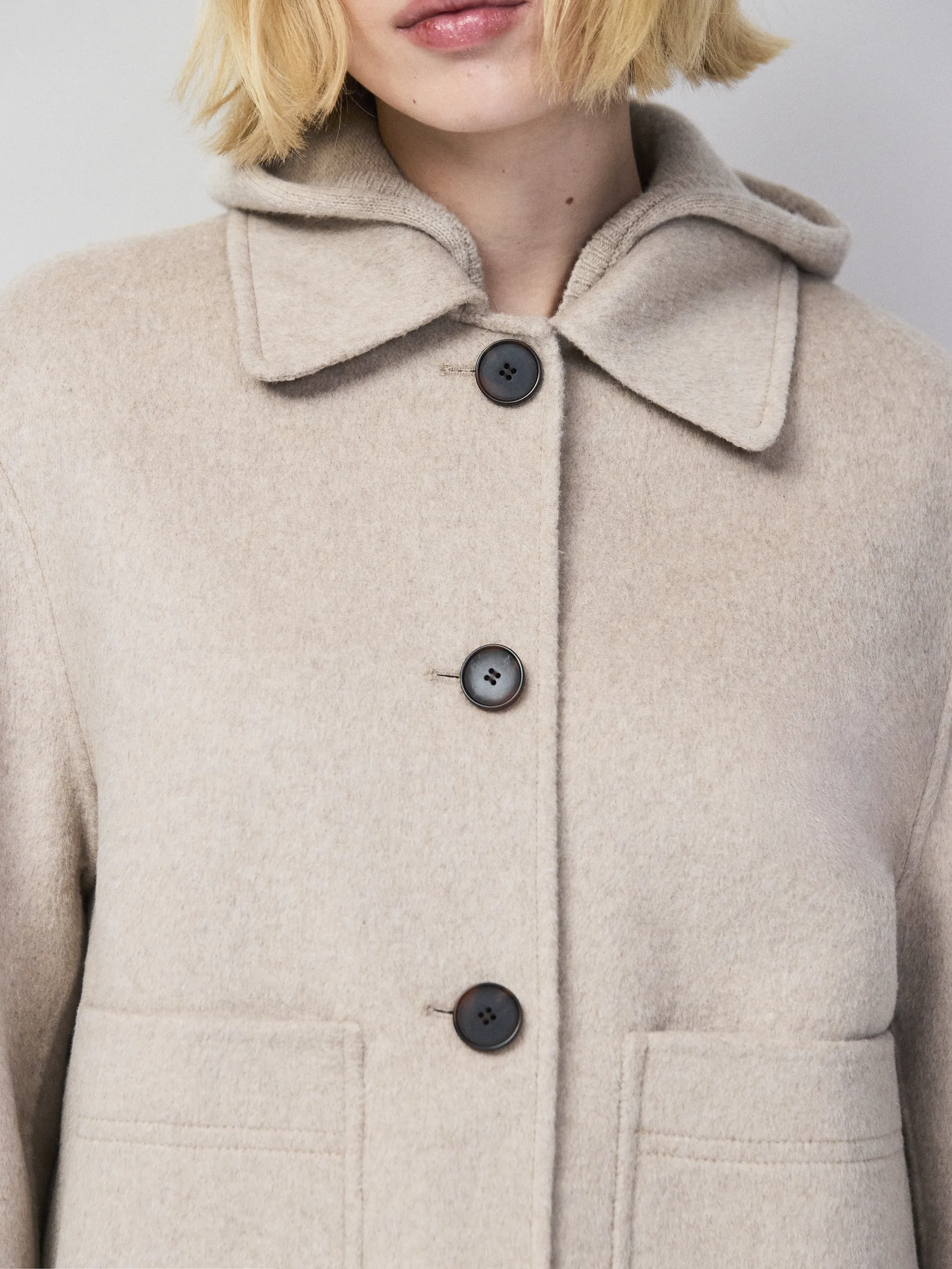 Oatmeal Wool Blend Double Faced Jacket - Image 4