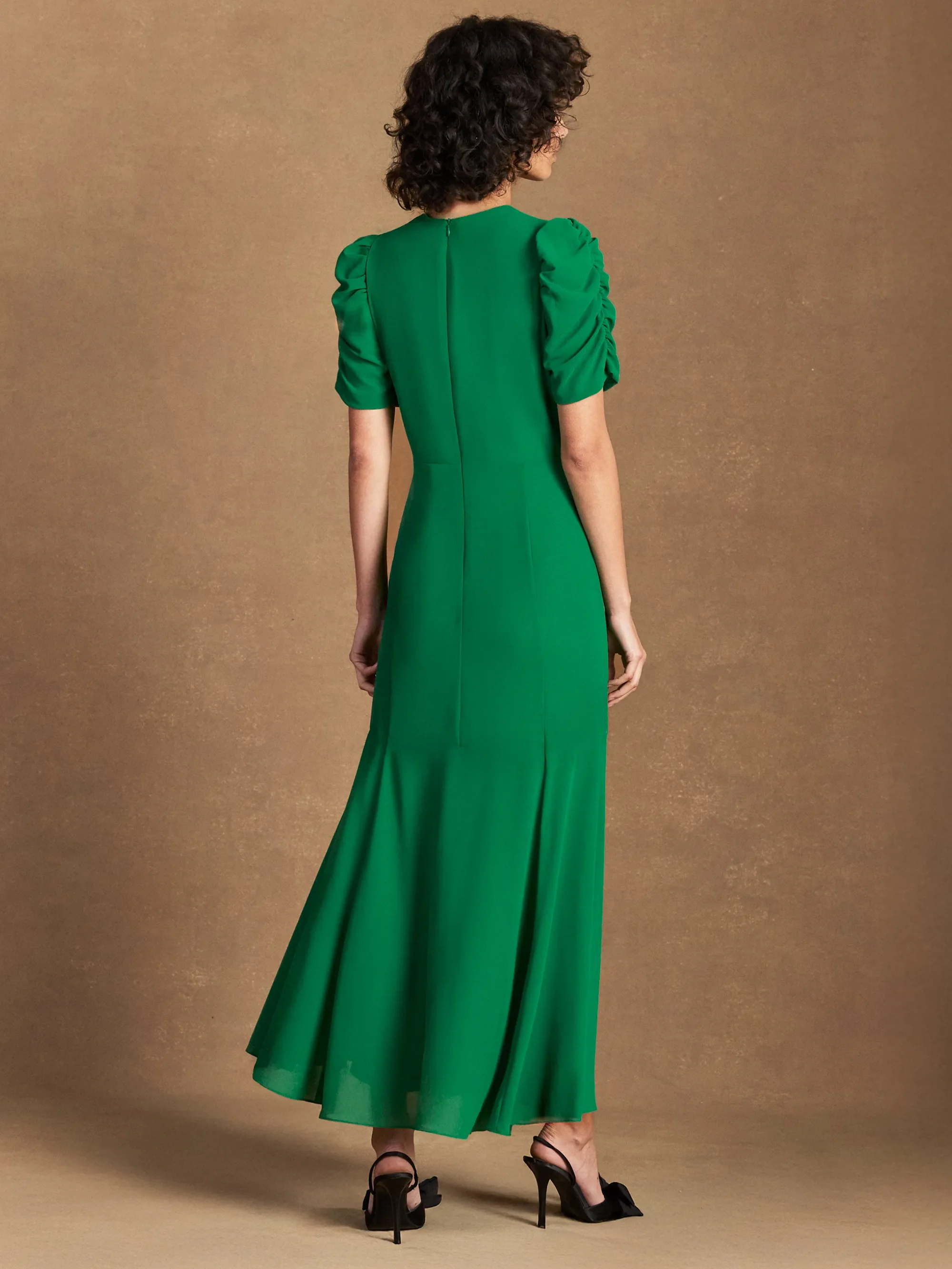 Petite Belle Green Puff-Sleeve Dress - Image 5