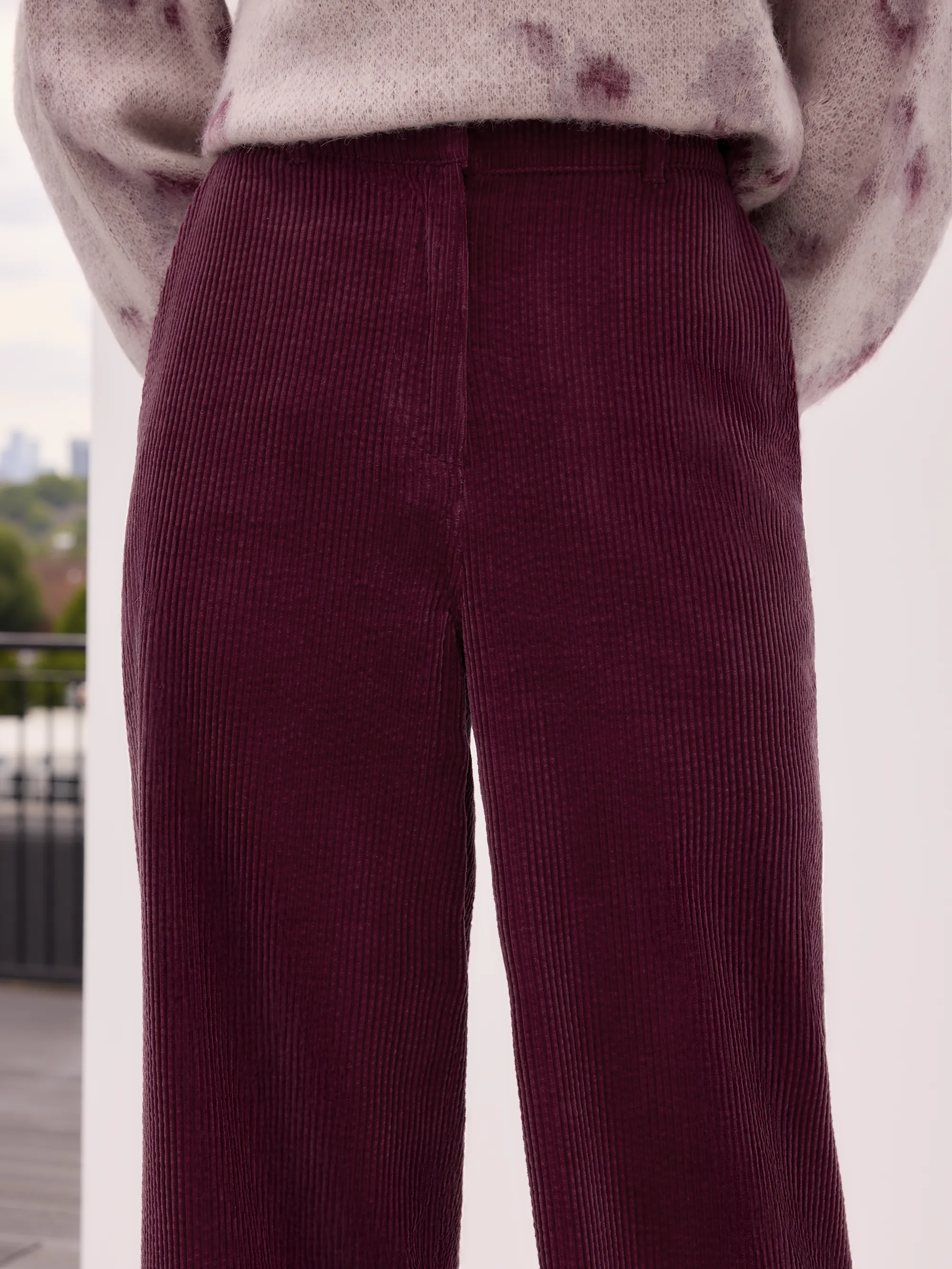Petite Burgundy Cord Wide Leg Trousers - Image 4
