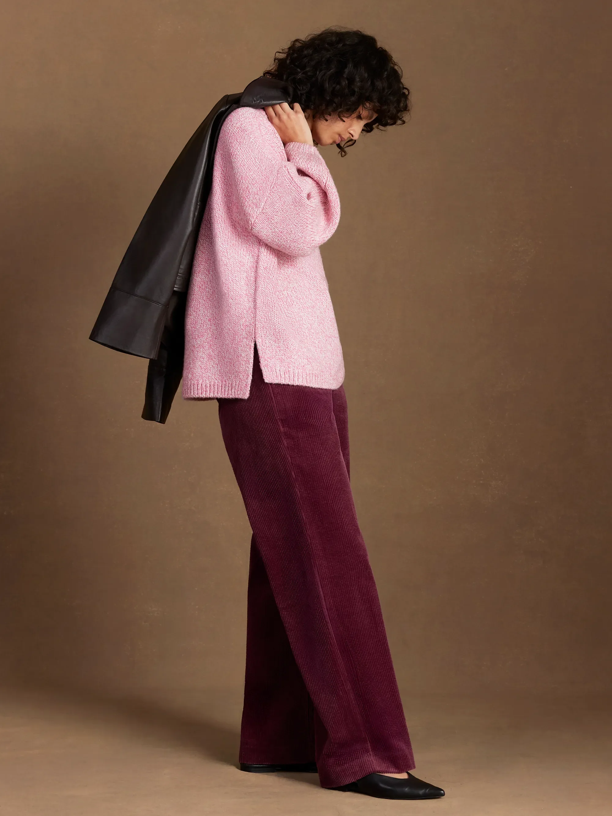 Petite Burgundy Cord Wide Leg Trousers - Image 5