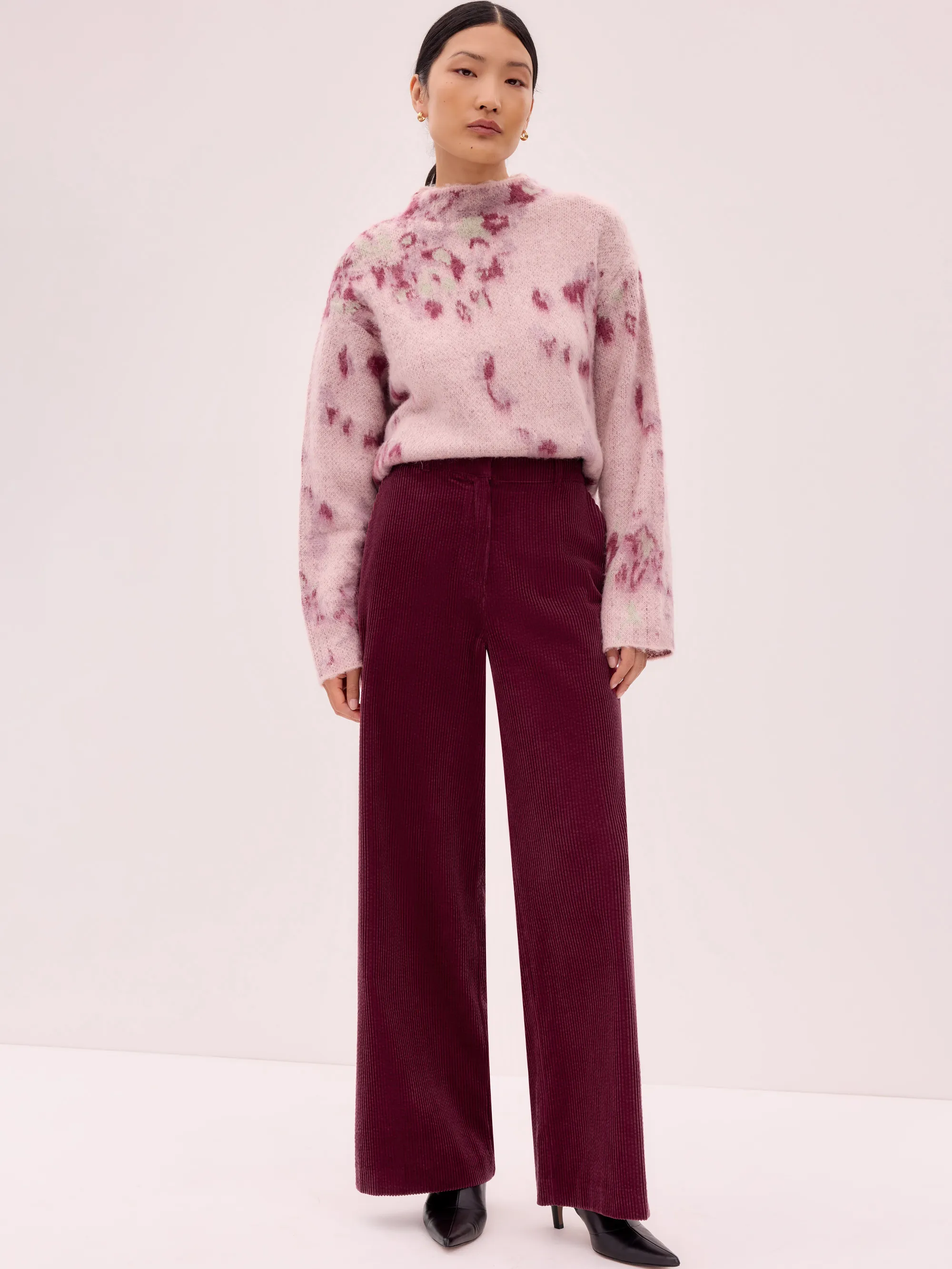 Petite Burgundy Cord Wide Leg Trousers - Image 7