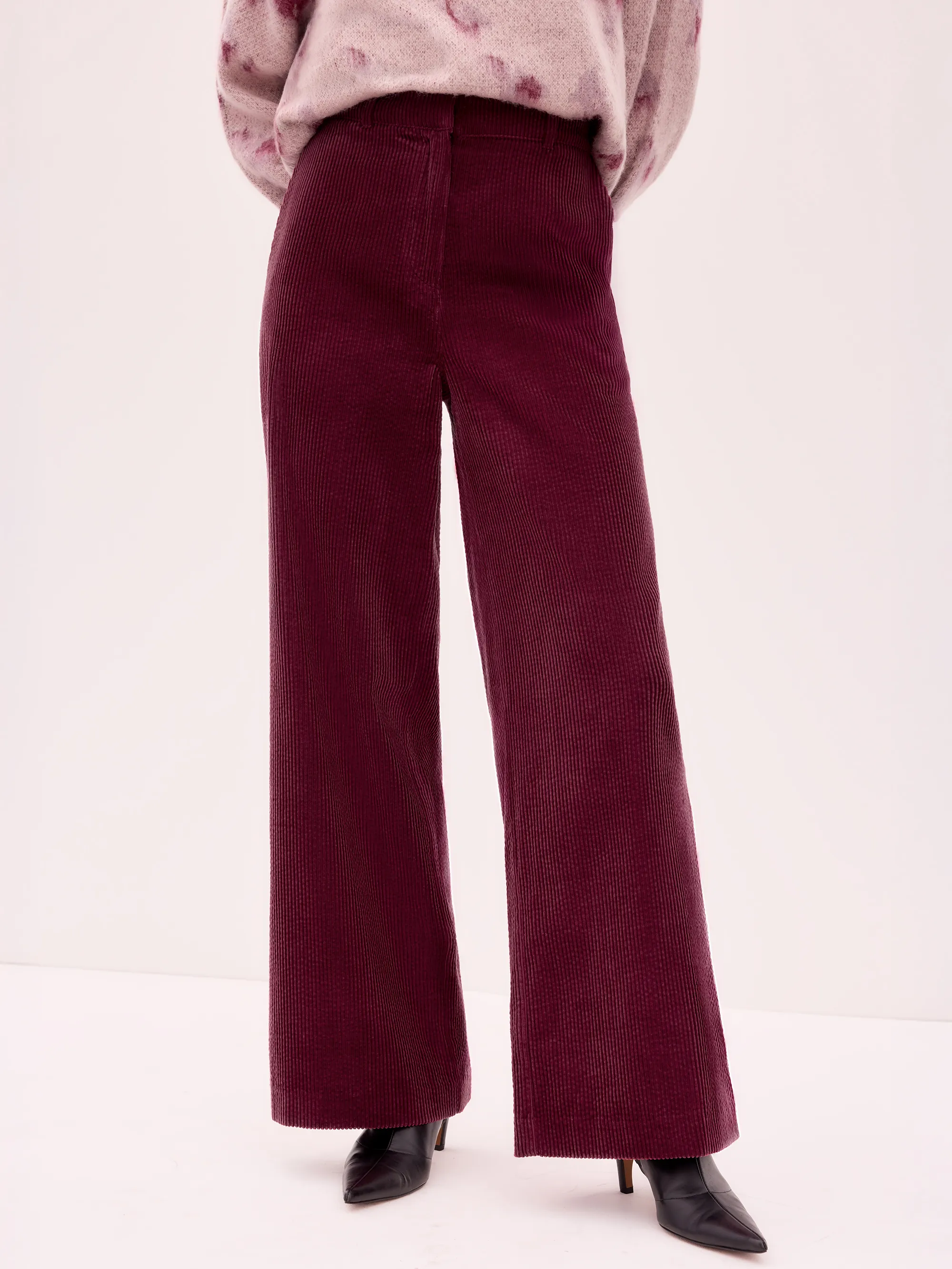 Petite Burgundy Cord Wide Leg Trousers - Image 8