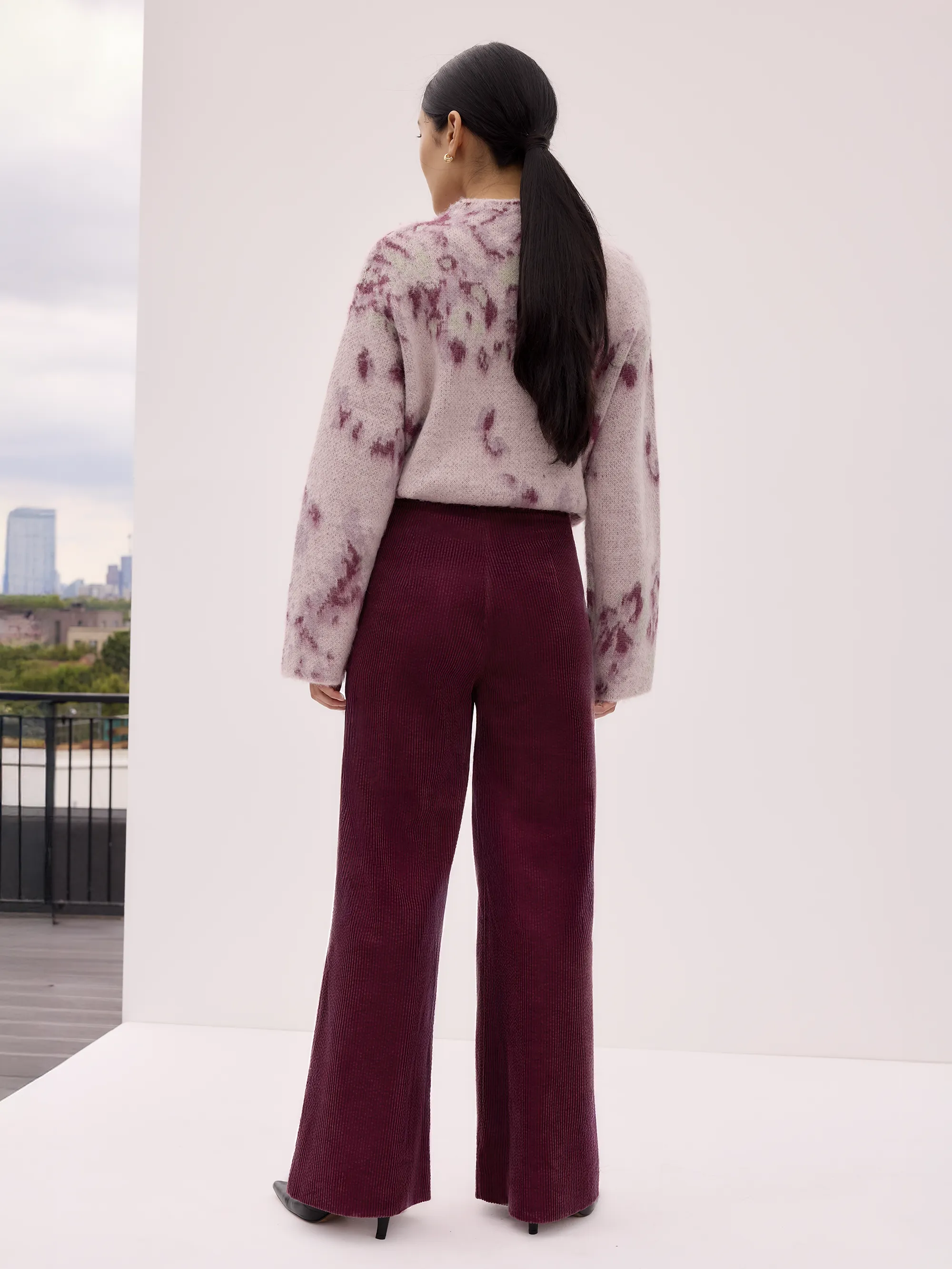 Petite Burgundy Cord Wide Leg Trousers - Image 9