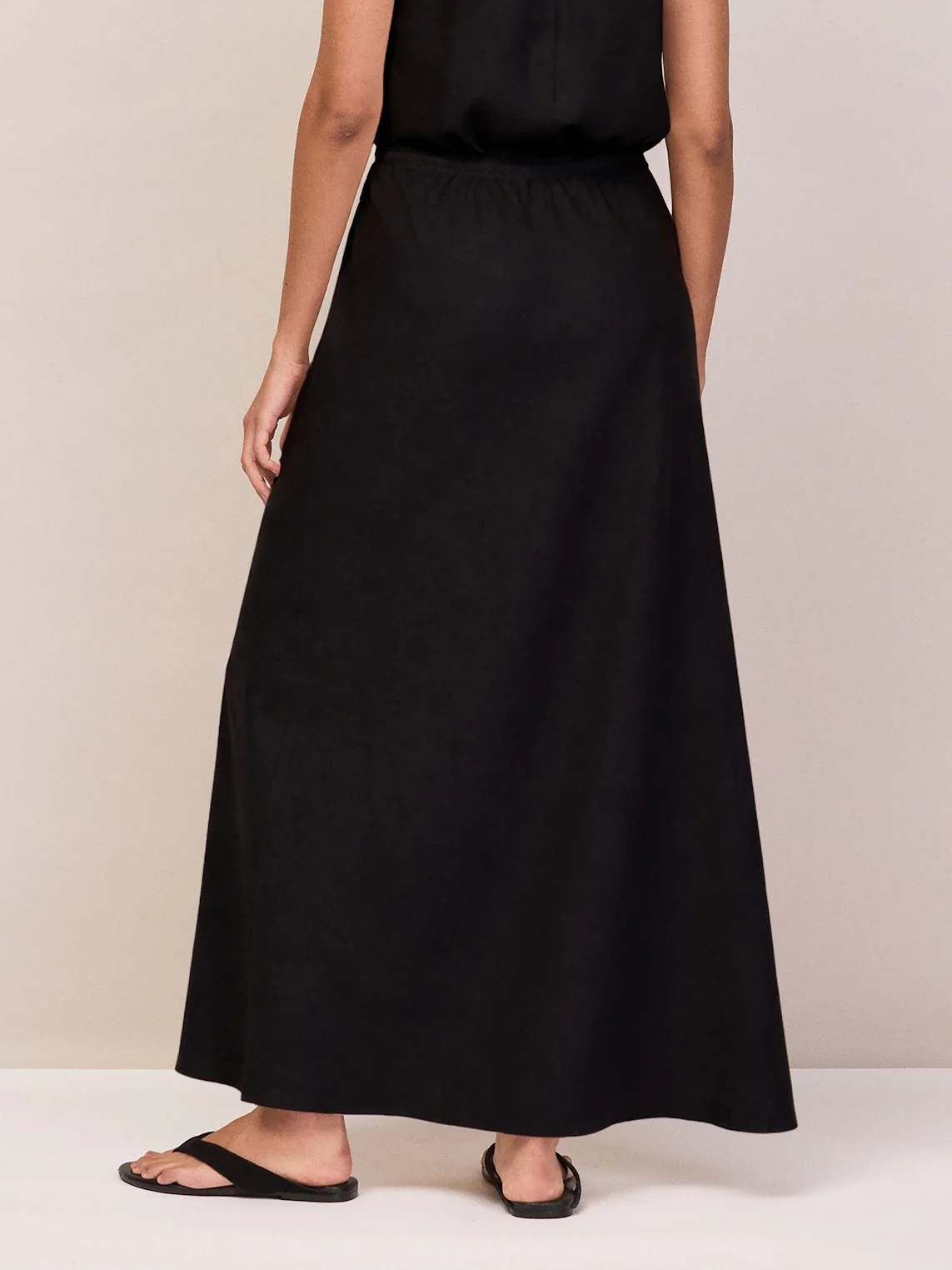 Petite Black Bias Skirt With Linen - Image 4
