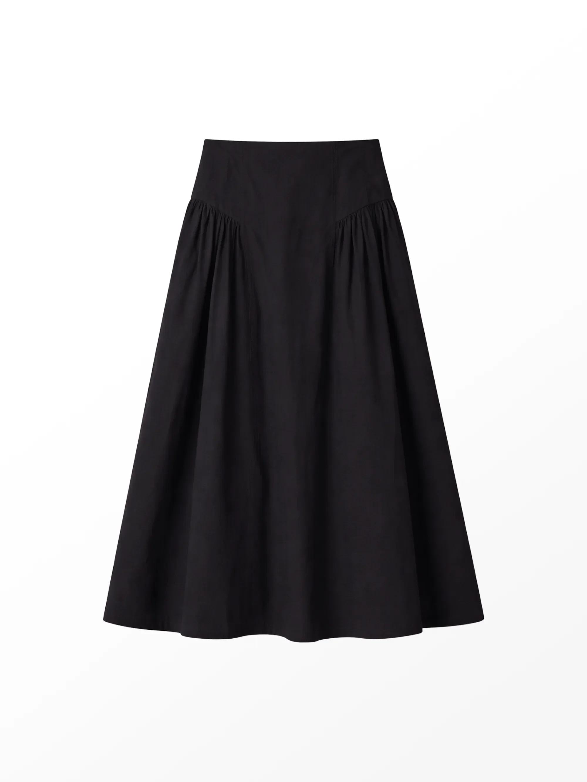 Black Cotton Gathered Skirt - Image 5