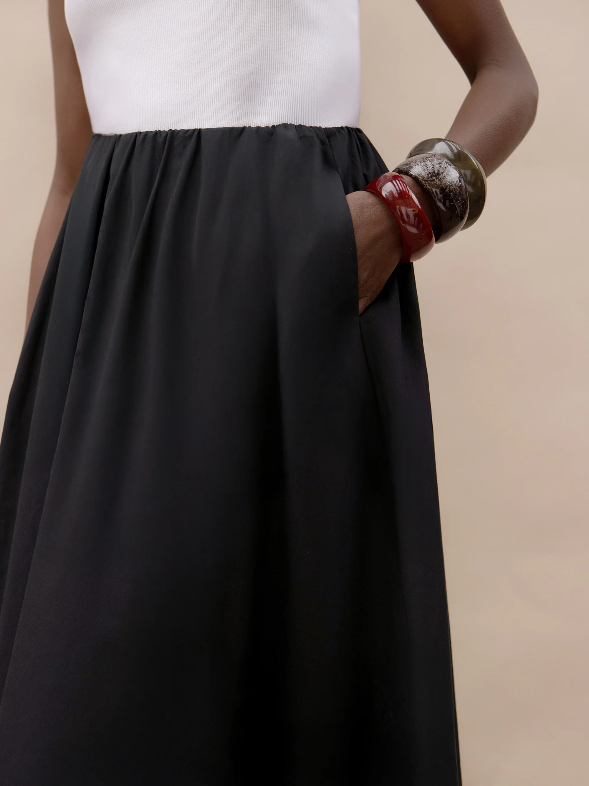 Black Cotton Poplin Skirt - Image 5