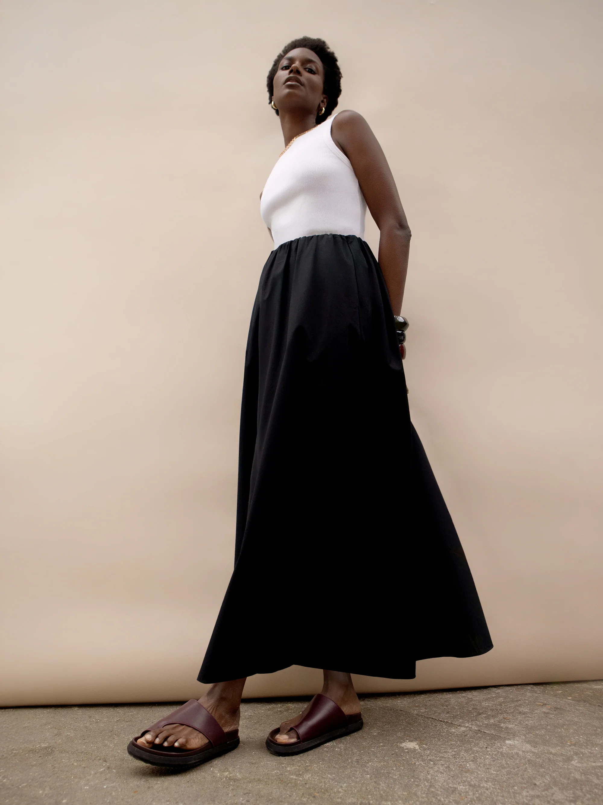 Black Cotton Poplin Skirt - Image 4