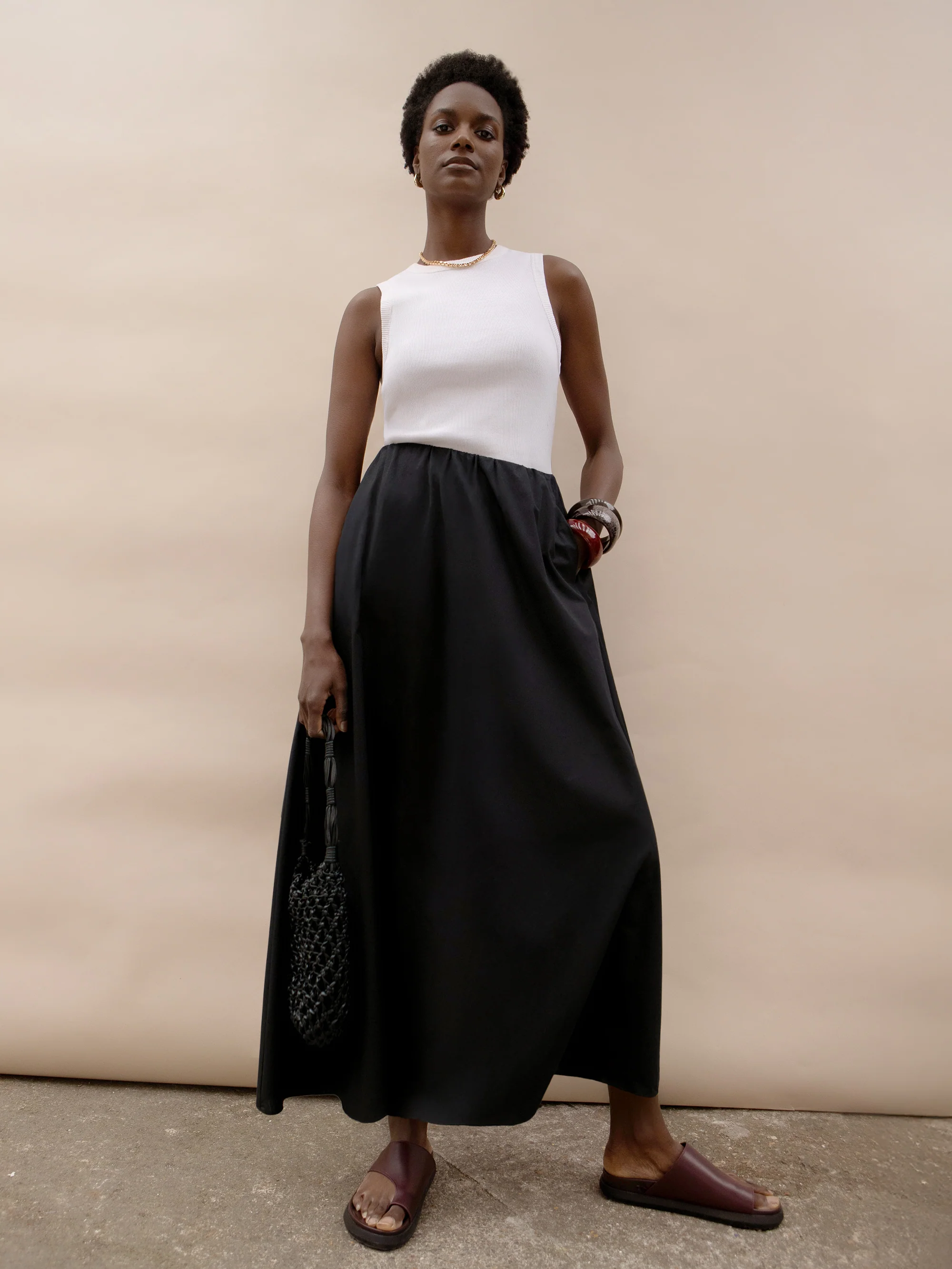 Black Cotton Poplin Skirt - Image 3