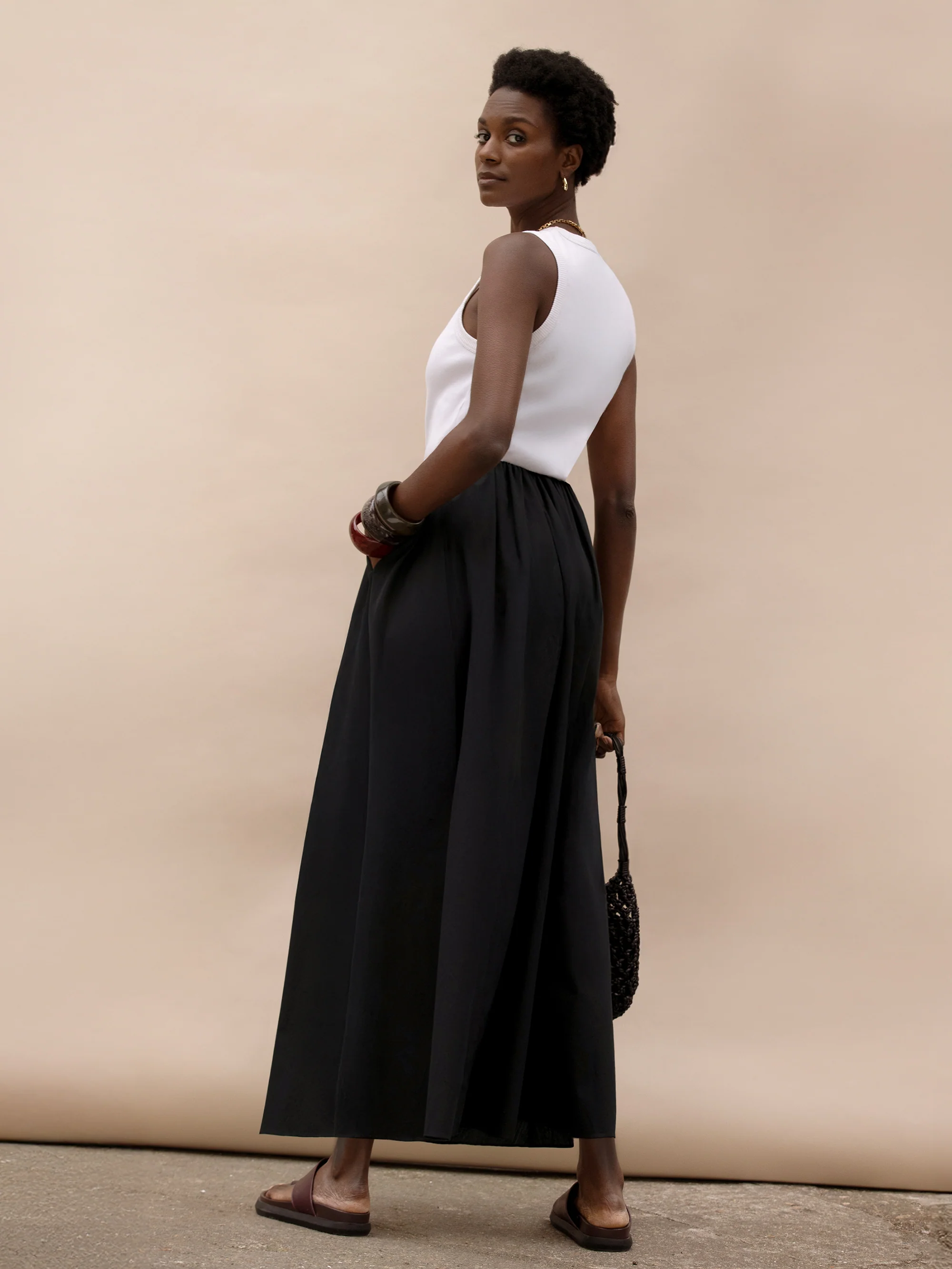 Black Cotton Poplin Skirt - Image 6
