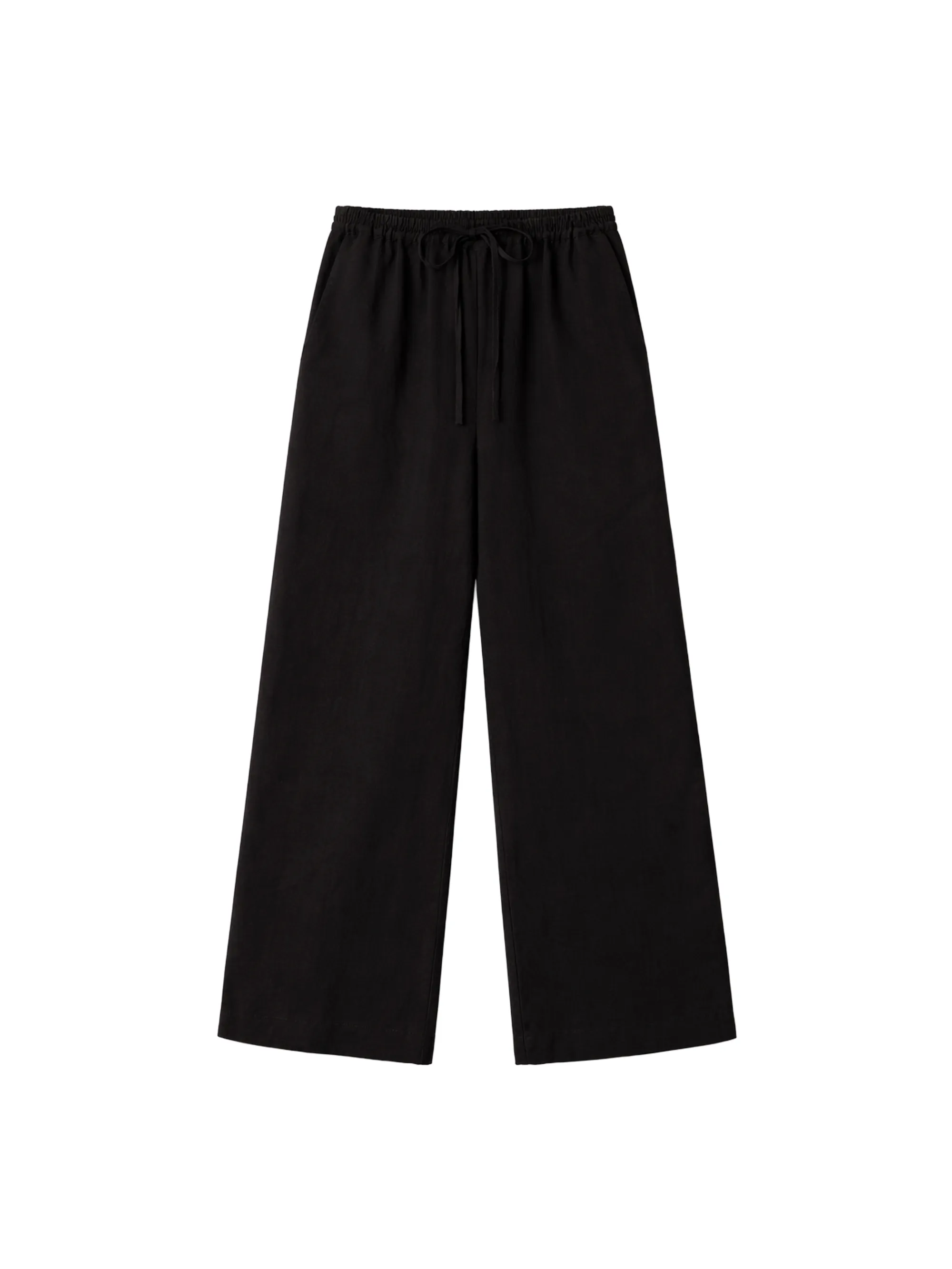 Black Drawstring Trousers With Linen - Image 5