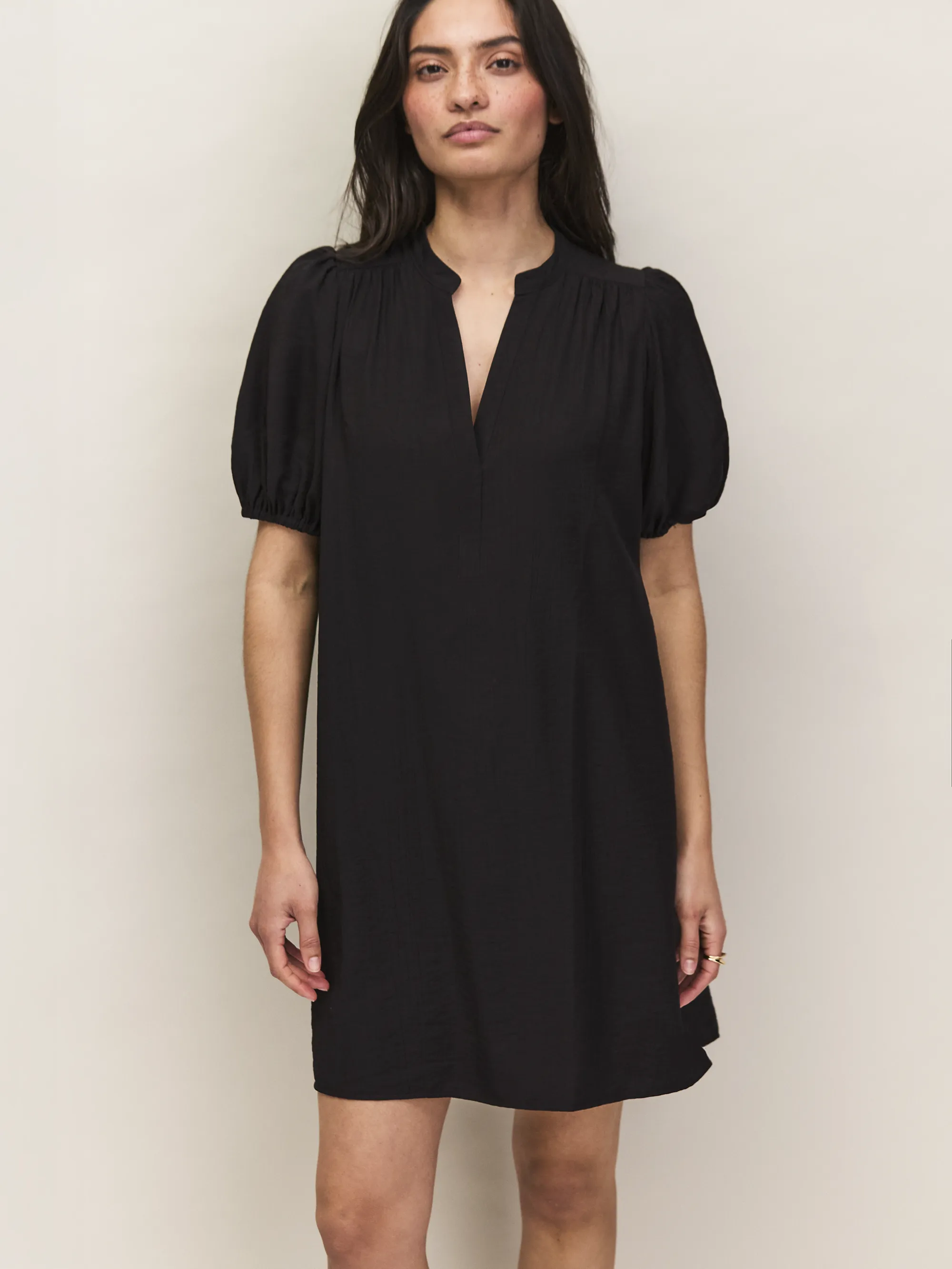 Black Puff Sleeve Short Dress - Image 6