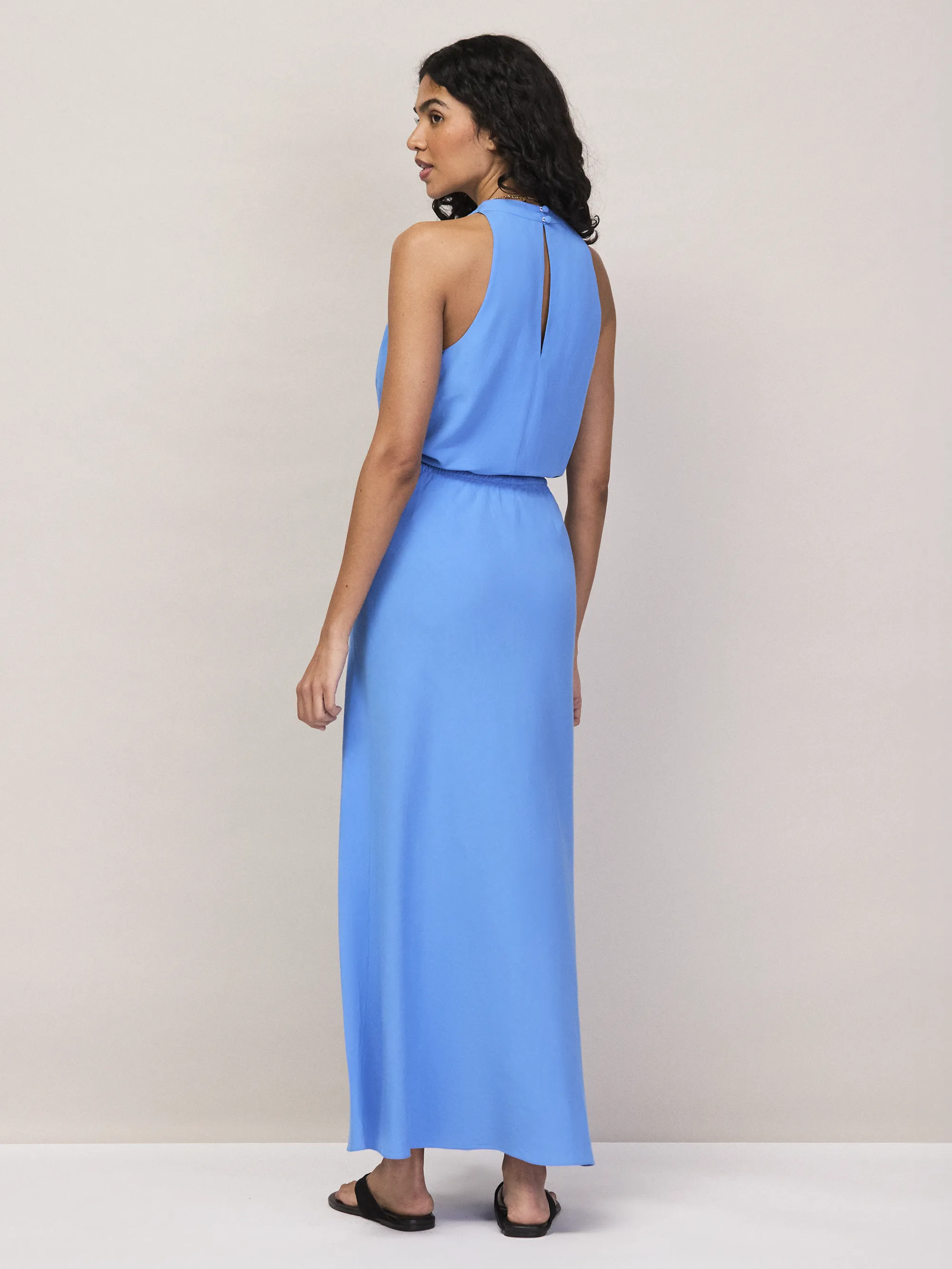 Blue Linen Blend Bias Skirt - Image 5
