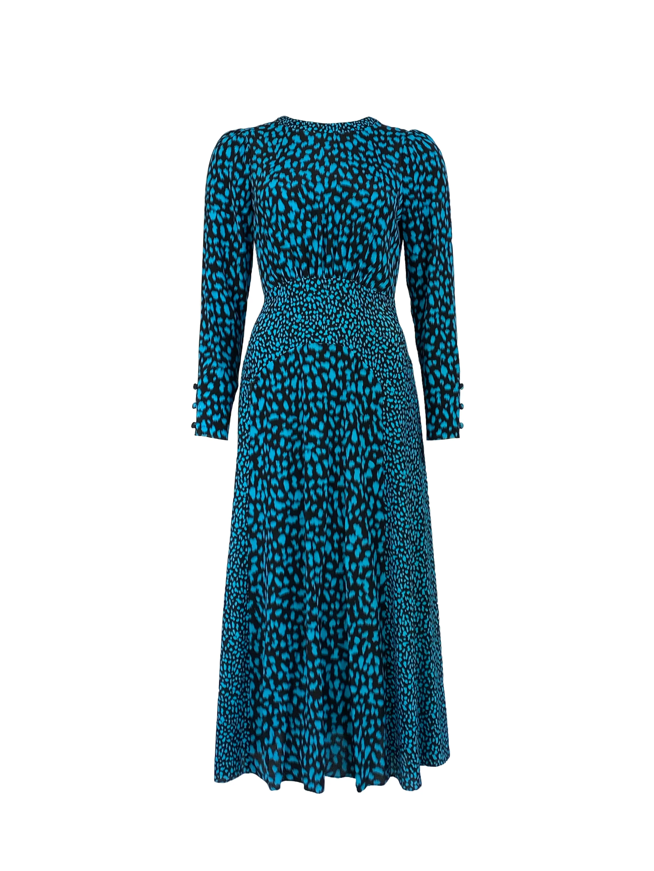 Blue Dash Print Detail Dress - Image 4