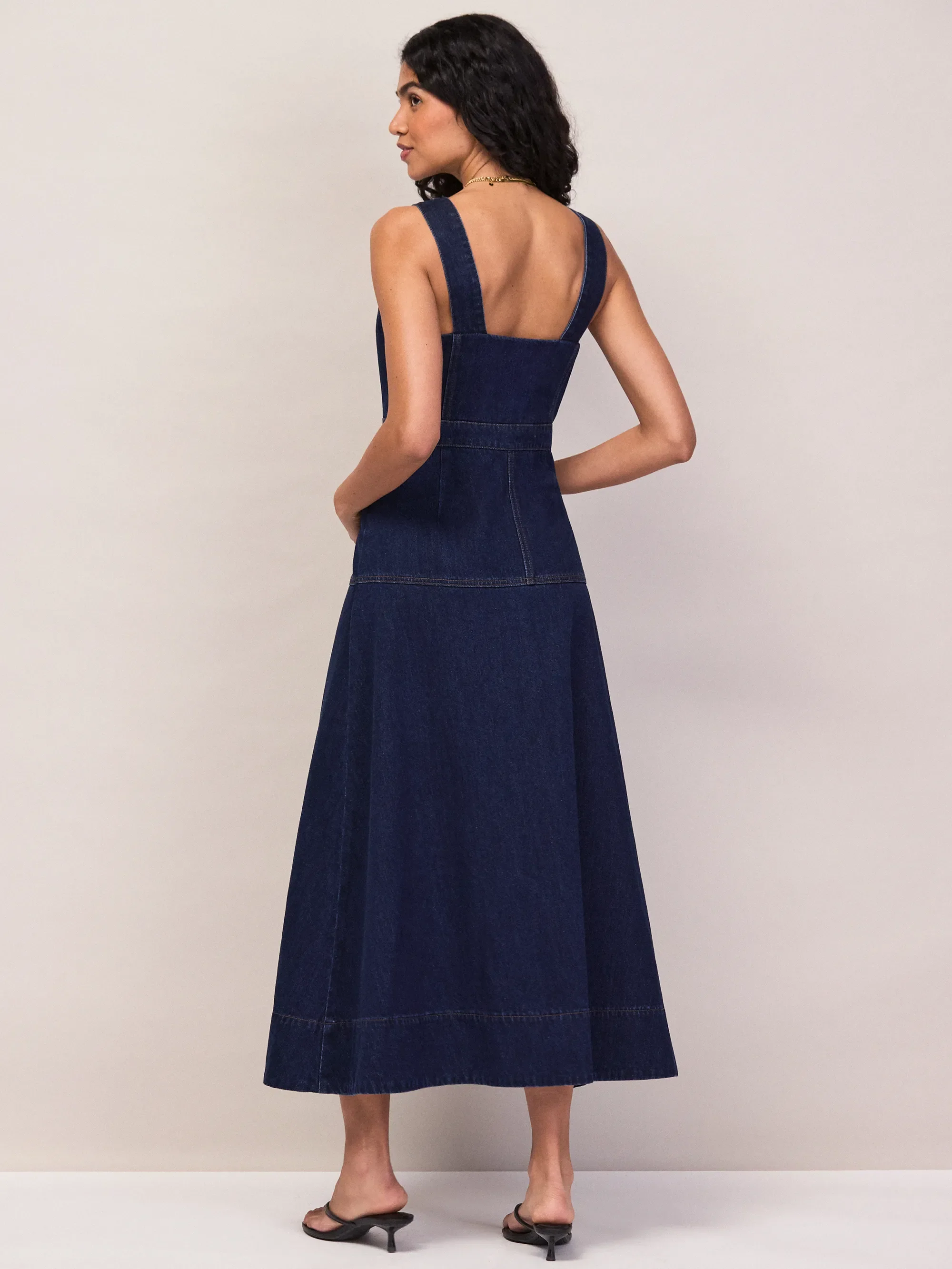 Petite Blue Denim Zip Front Midi Dress - Image 5