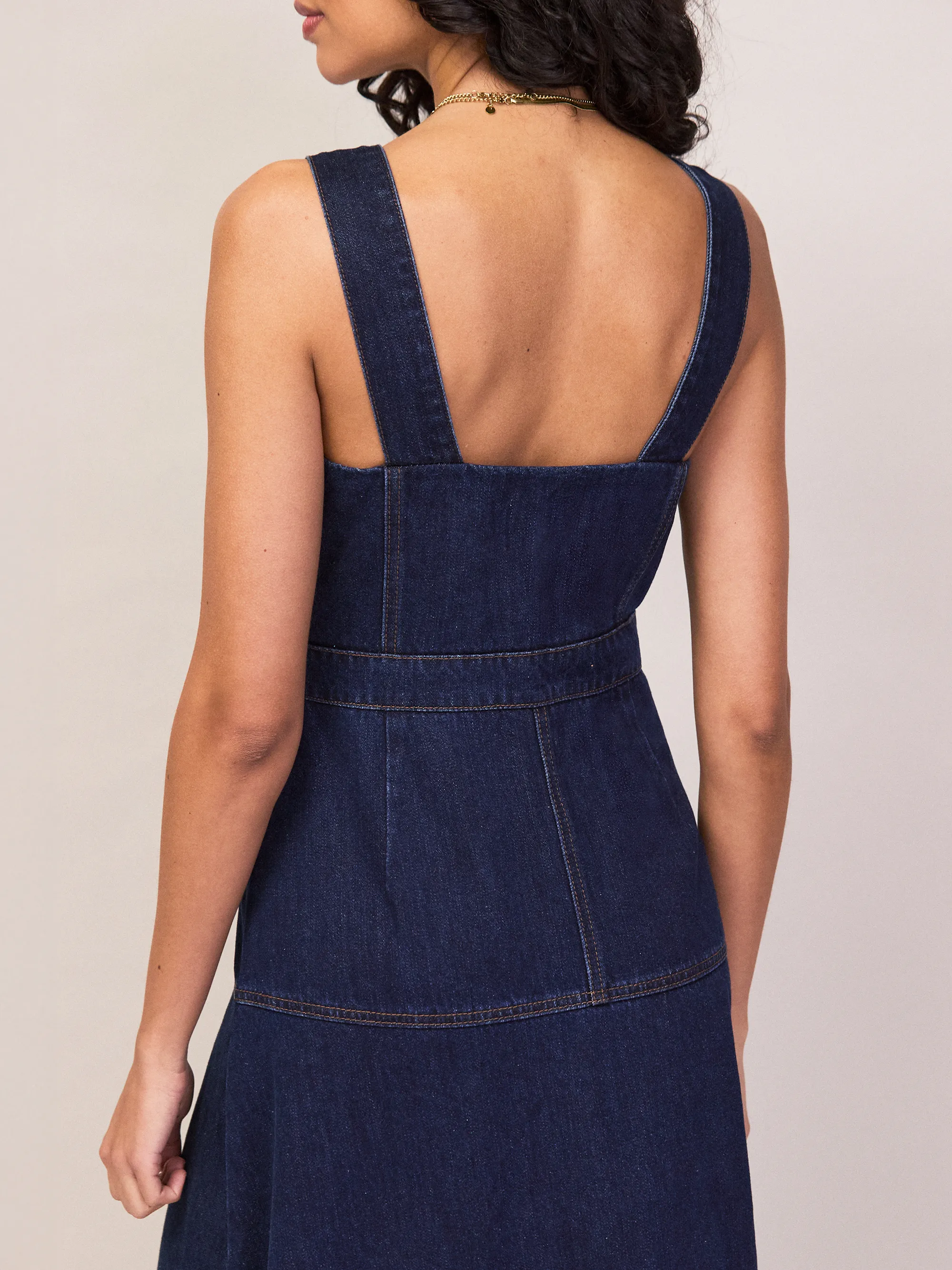 Petite Blue Denim Zip Front Midi Dress - Image 6