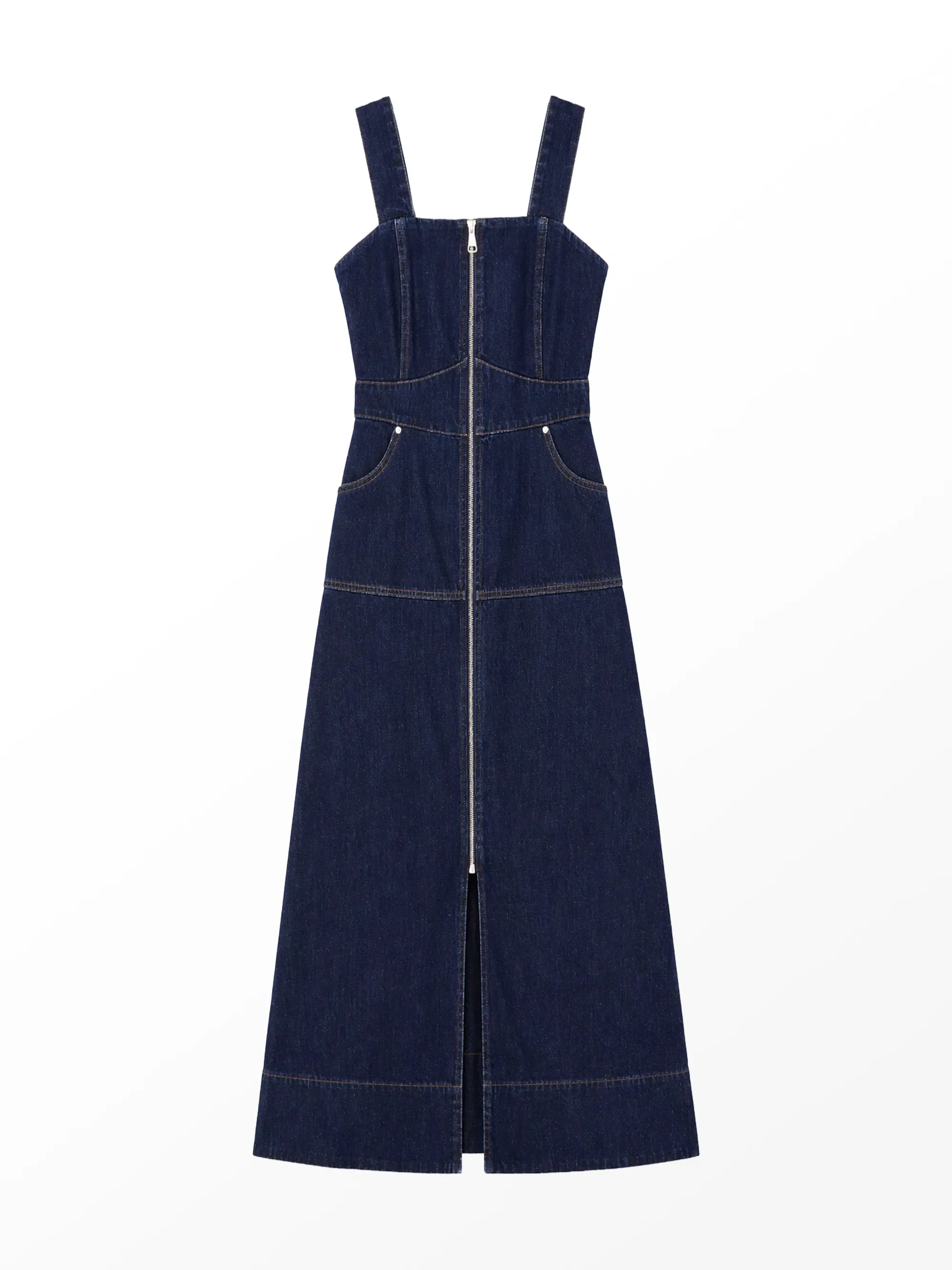Petite Blue Denim Zip Front Midi Dress - Image 7