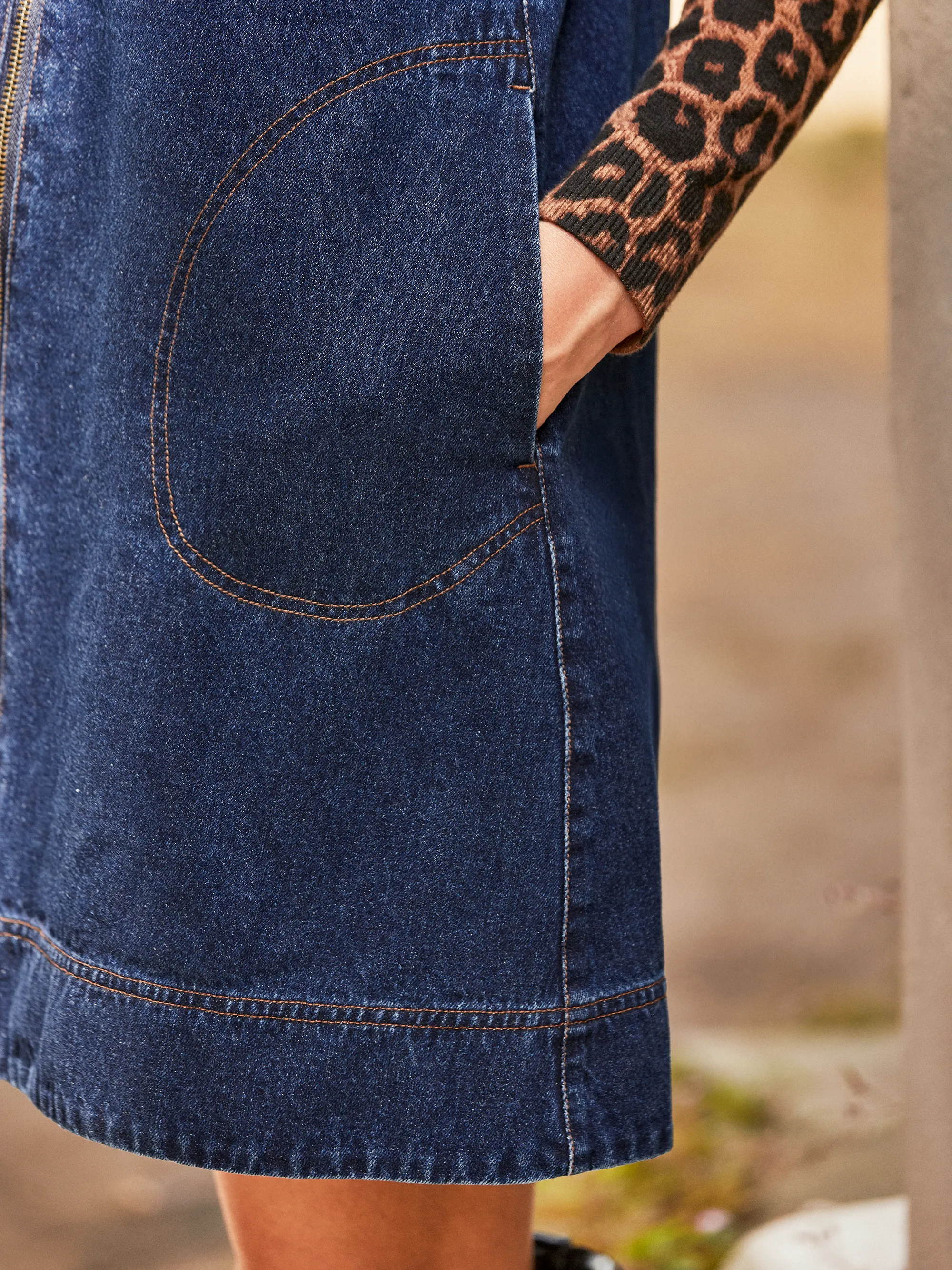 Zip-Front Denim Swing Mini Dress - Image 4