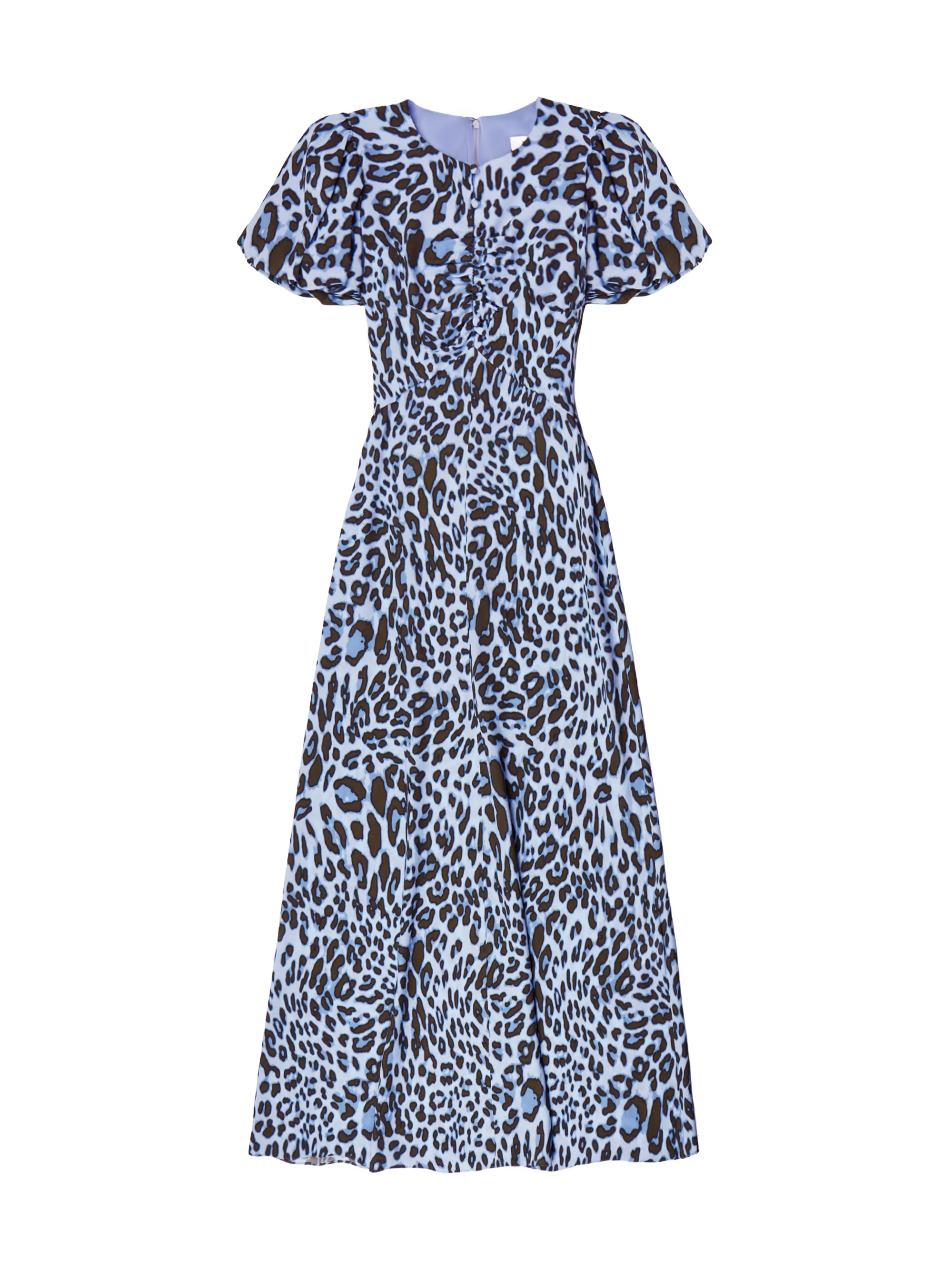 Petite Blue Leopard-Print Button-Detail Dress - Image 7