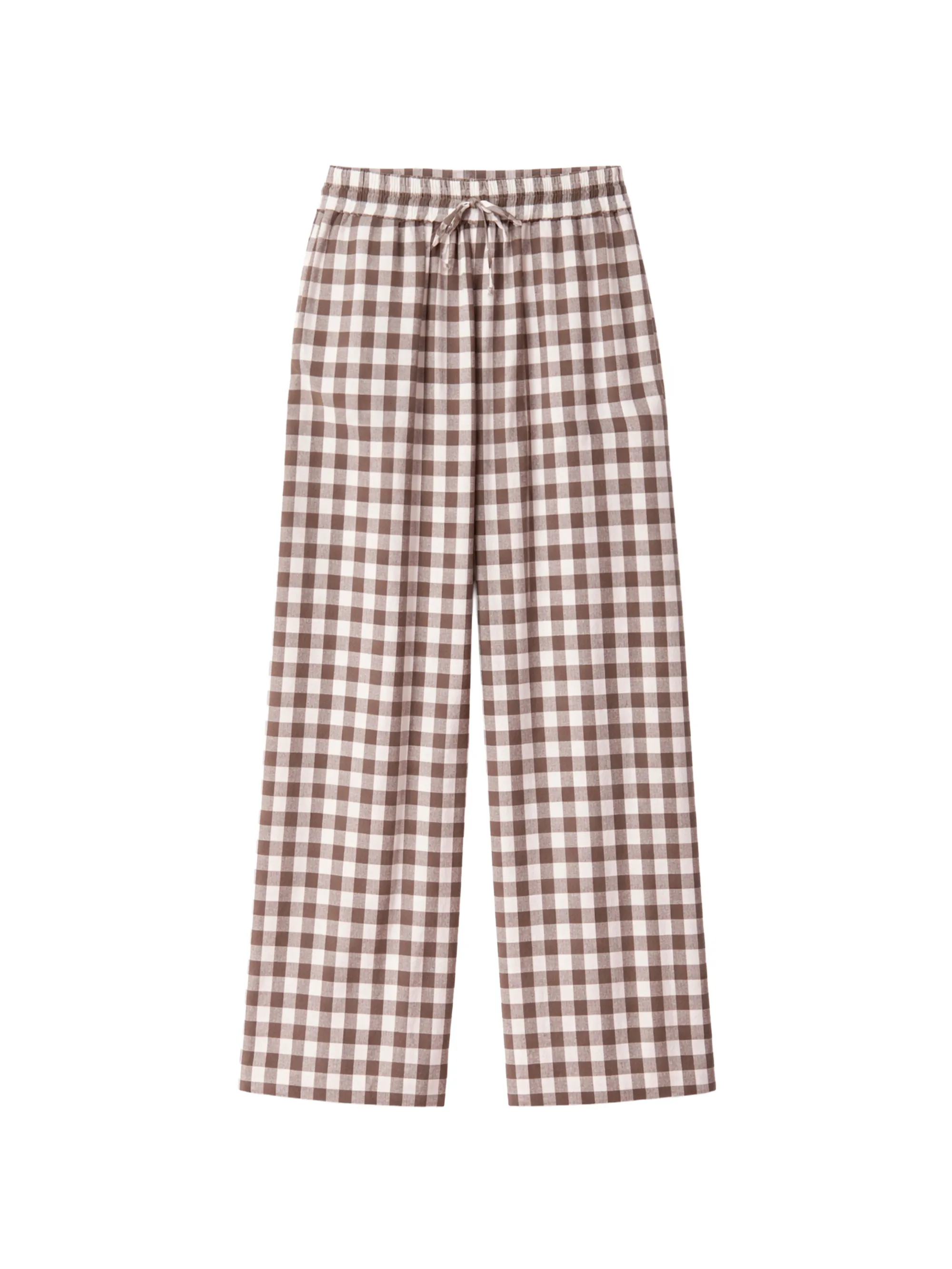 Petite Brown Gingham Linen Blend Casual Trouser - Image 6