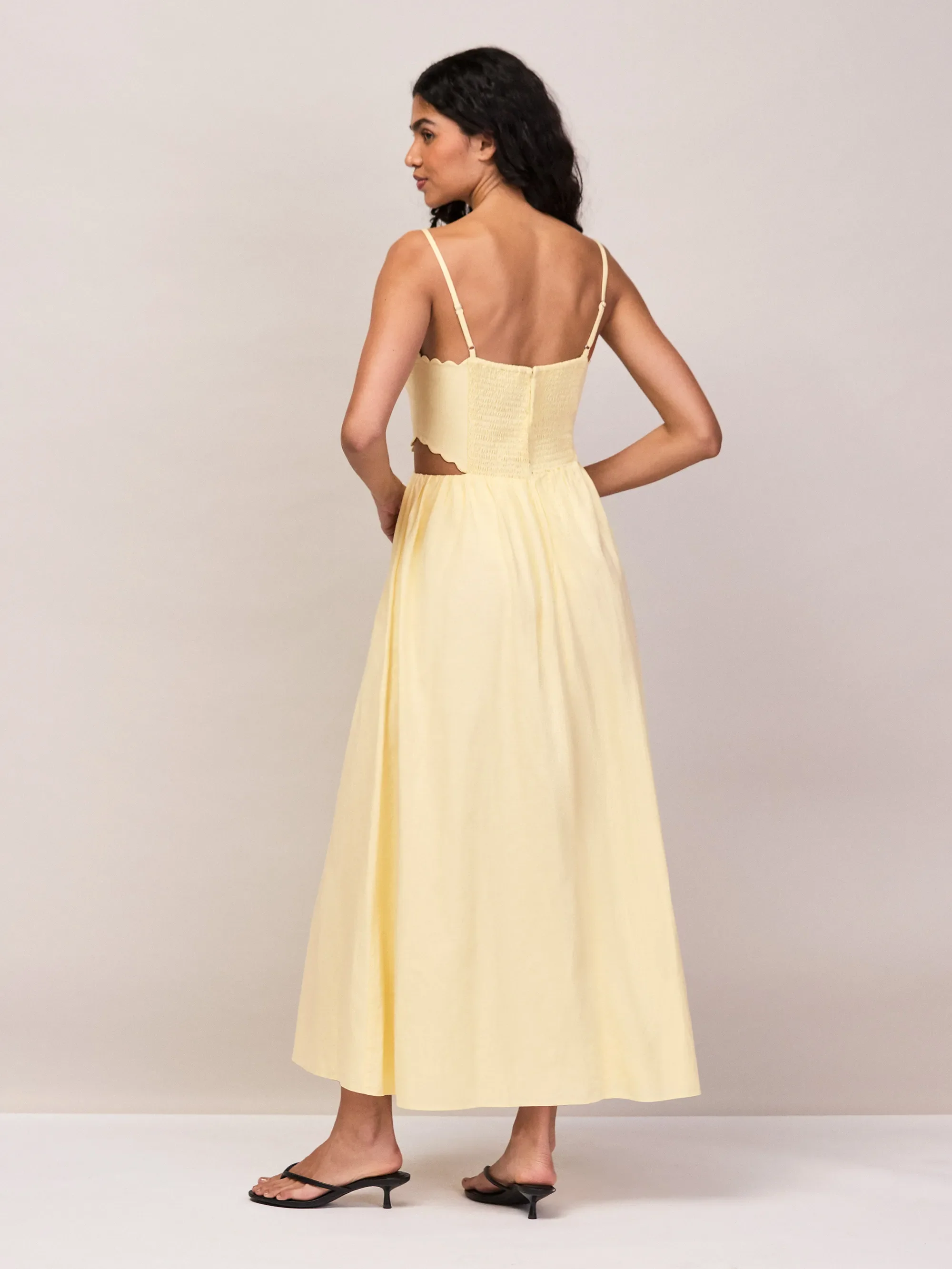 Petite Buttermilk Linen-Blend Scalloped Cut-Out Dress - Image 6