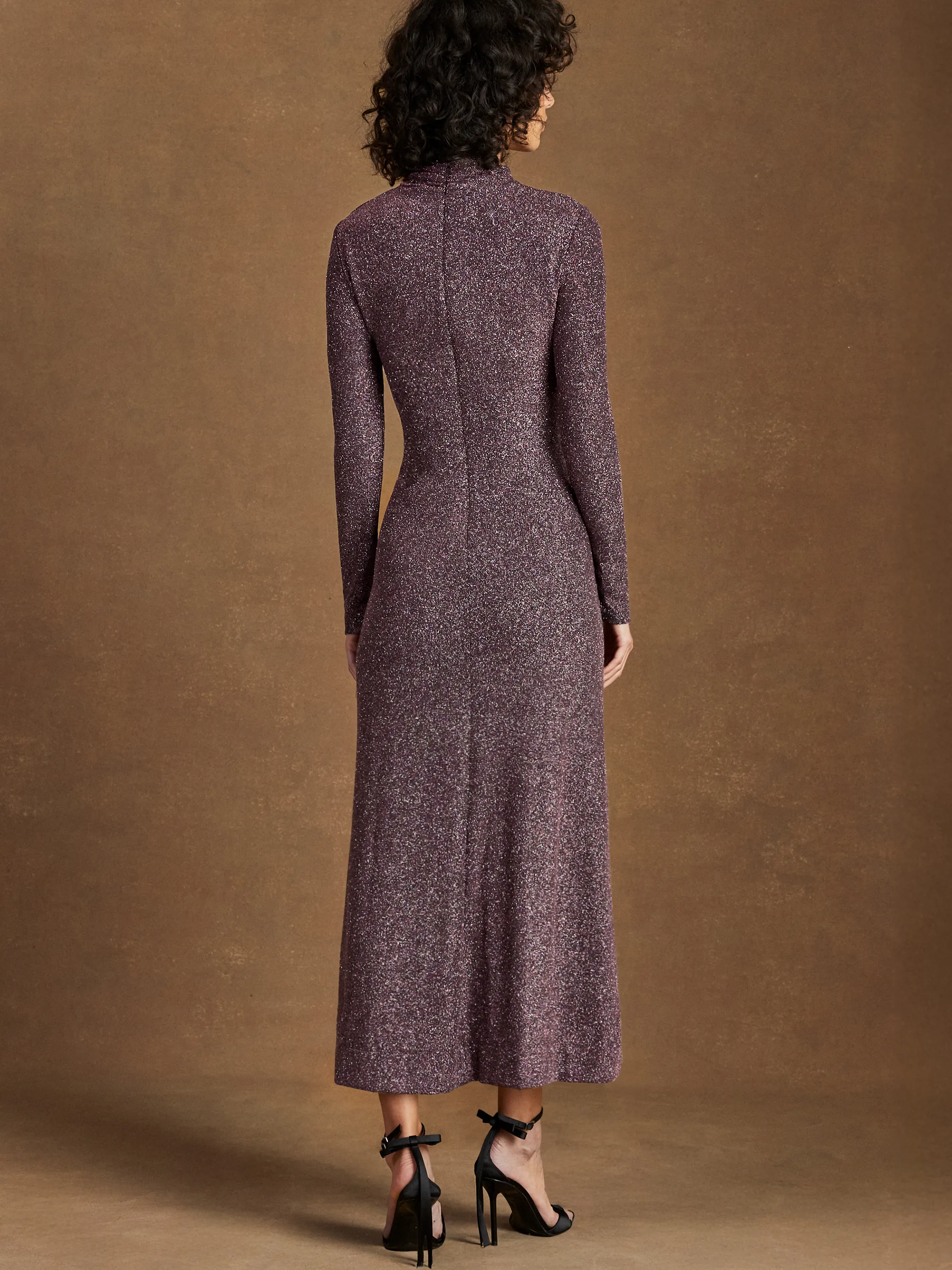 Petite Cameron Pink Sparkle Long-Sleeve Cut-Out Dress - Image 6