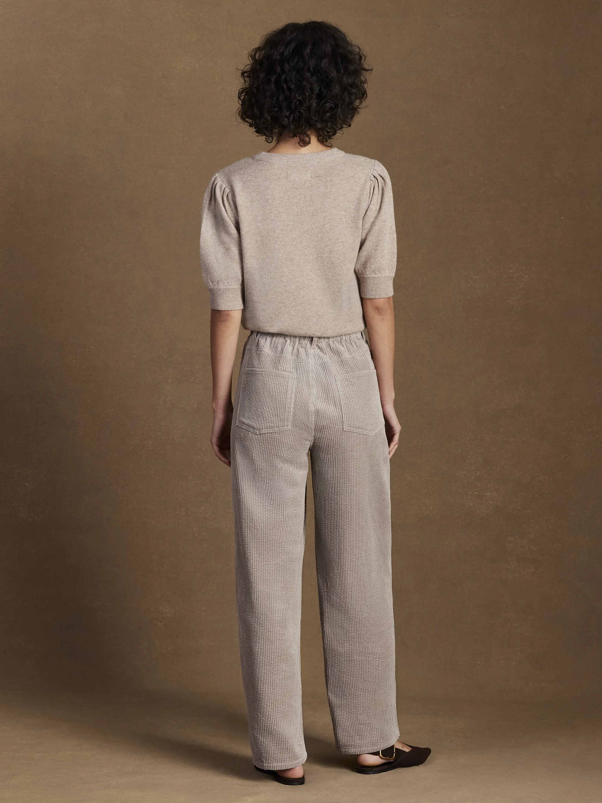 Petite Cappuccino Cord Drawstring Waist Trousers - Image 4
