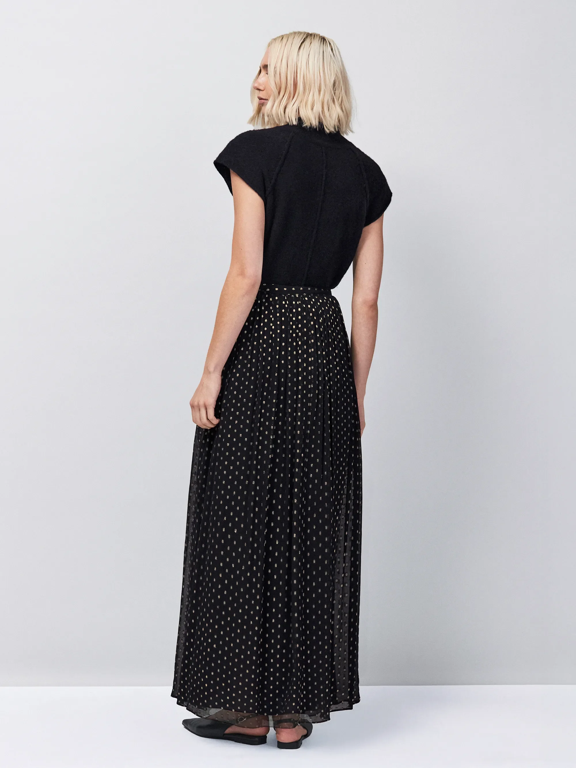 Petite Gold Foil Maxi Skirt - Image 4