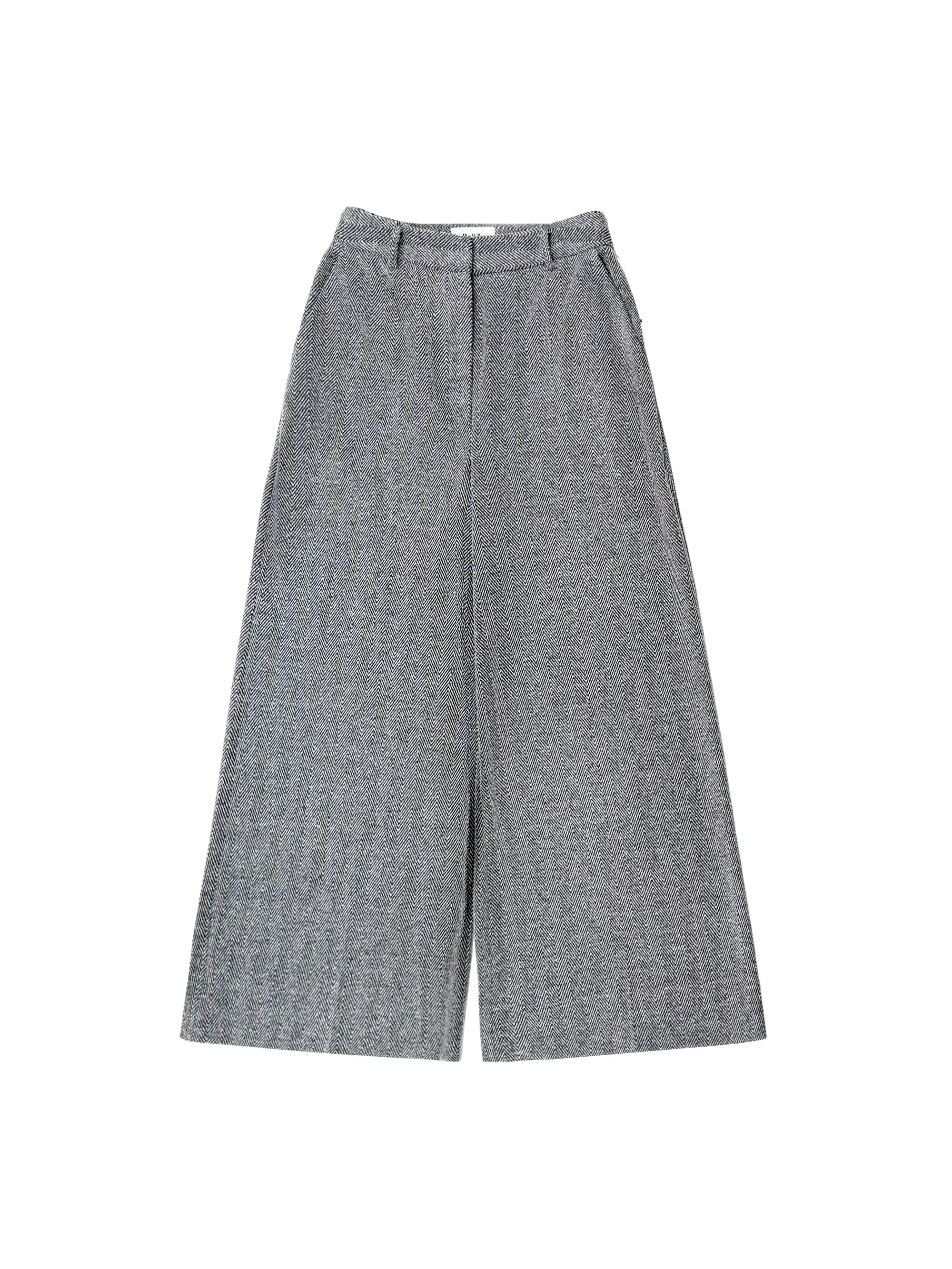Grey Herringbone Culottes - Image 7