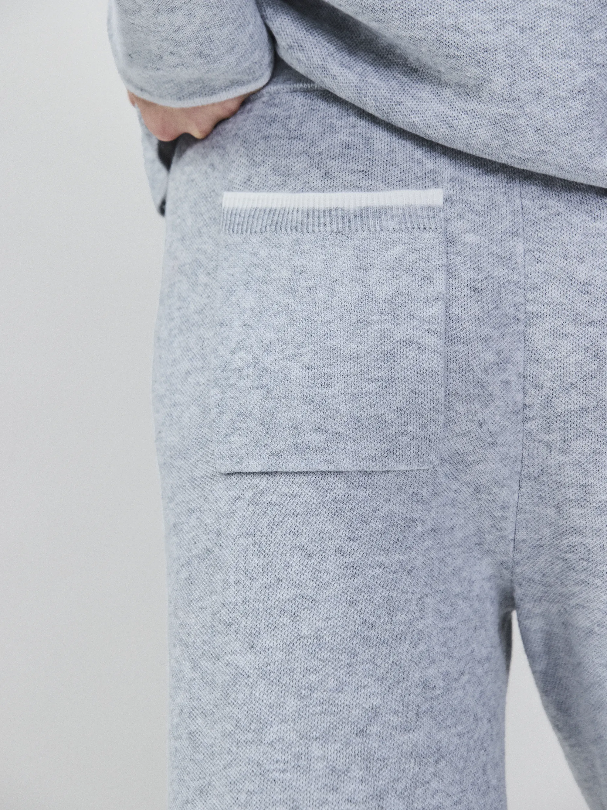 Grey Knit Straight Leg Trousers - Image 6