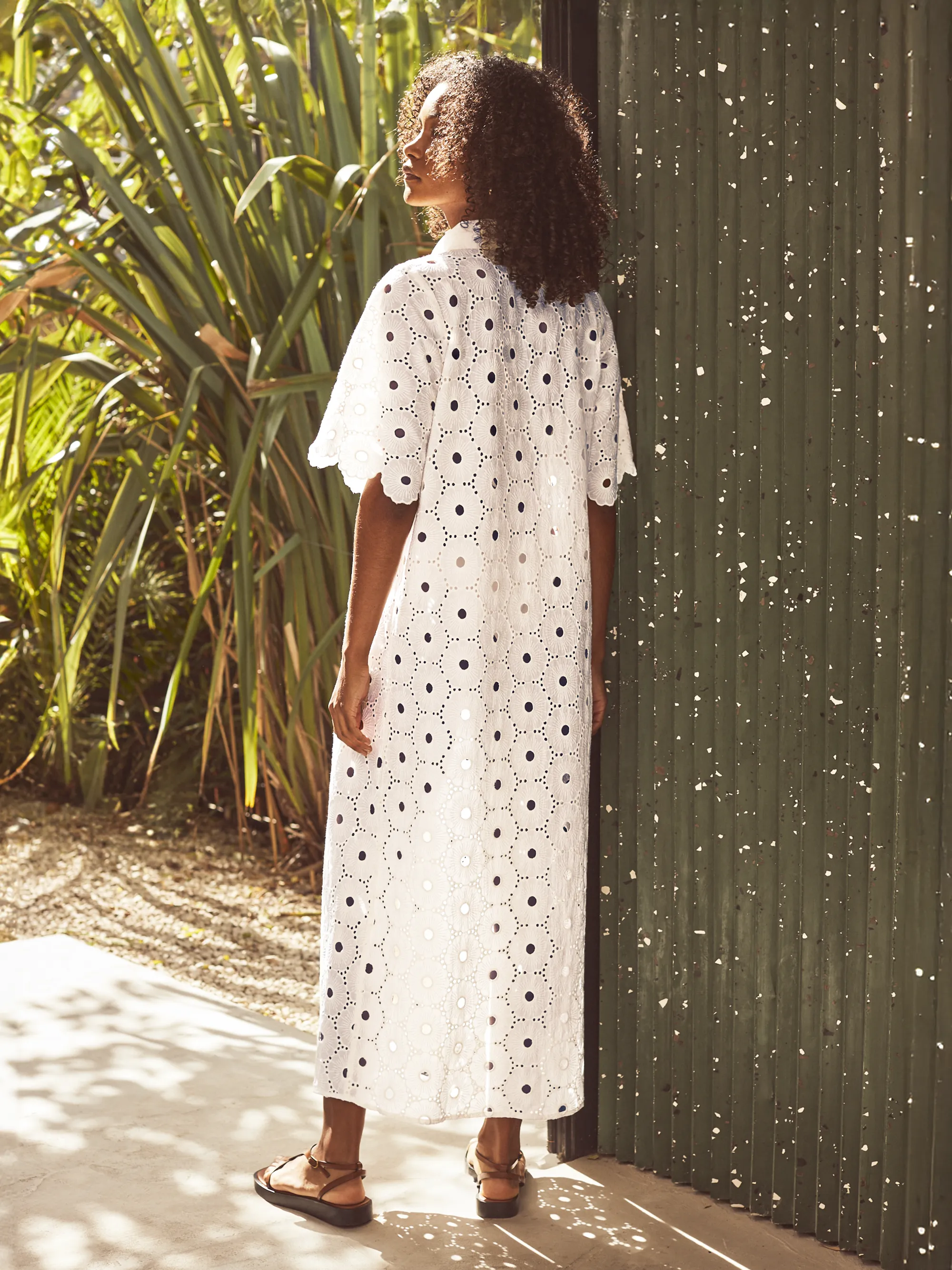 Ivory Broderie Scallop Sleeve Shirt Dress - Image 5