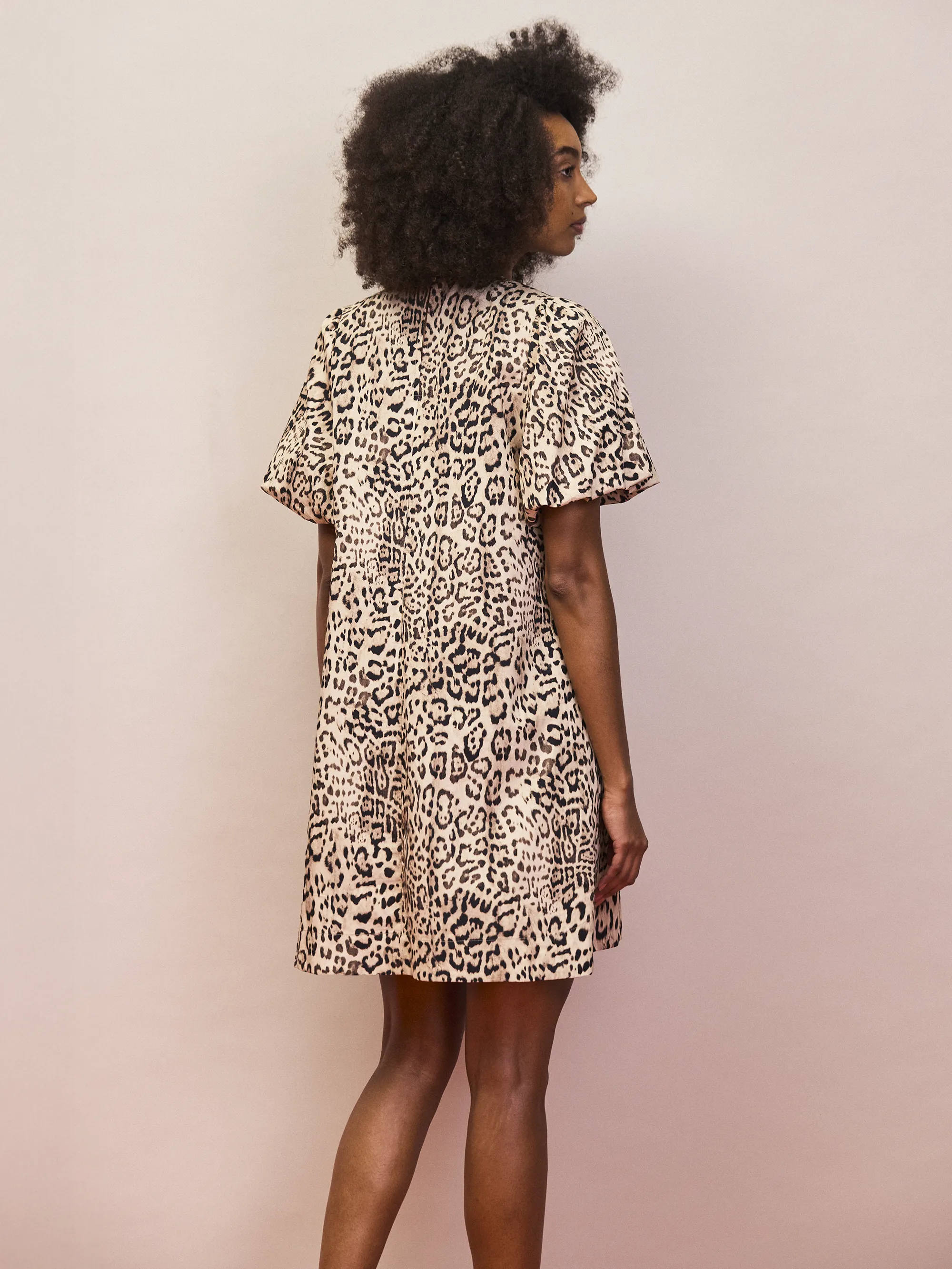 Leopard Print Puff Sleeve Dress - Image 4