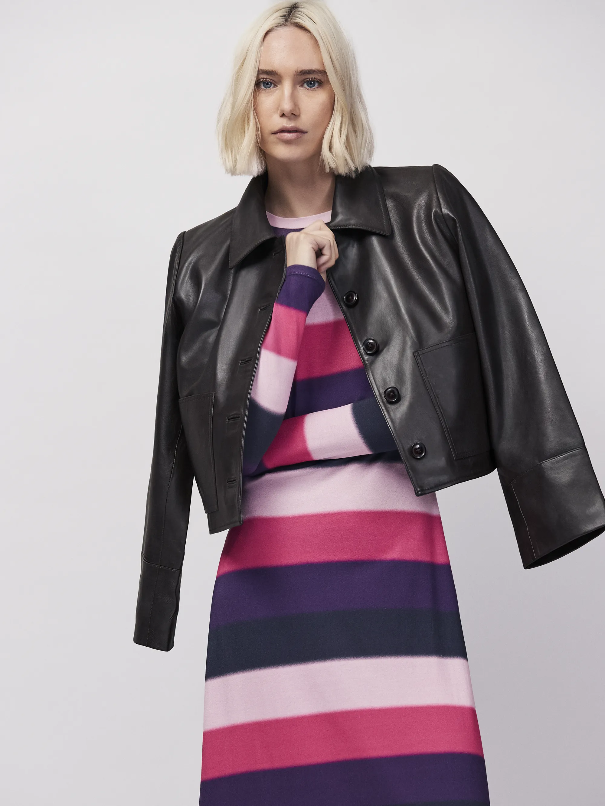 Petite Multi Blurred Stripe Jersey Dress - Image 3