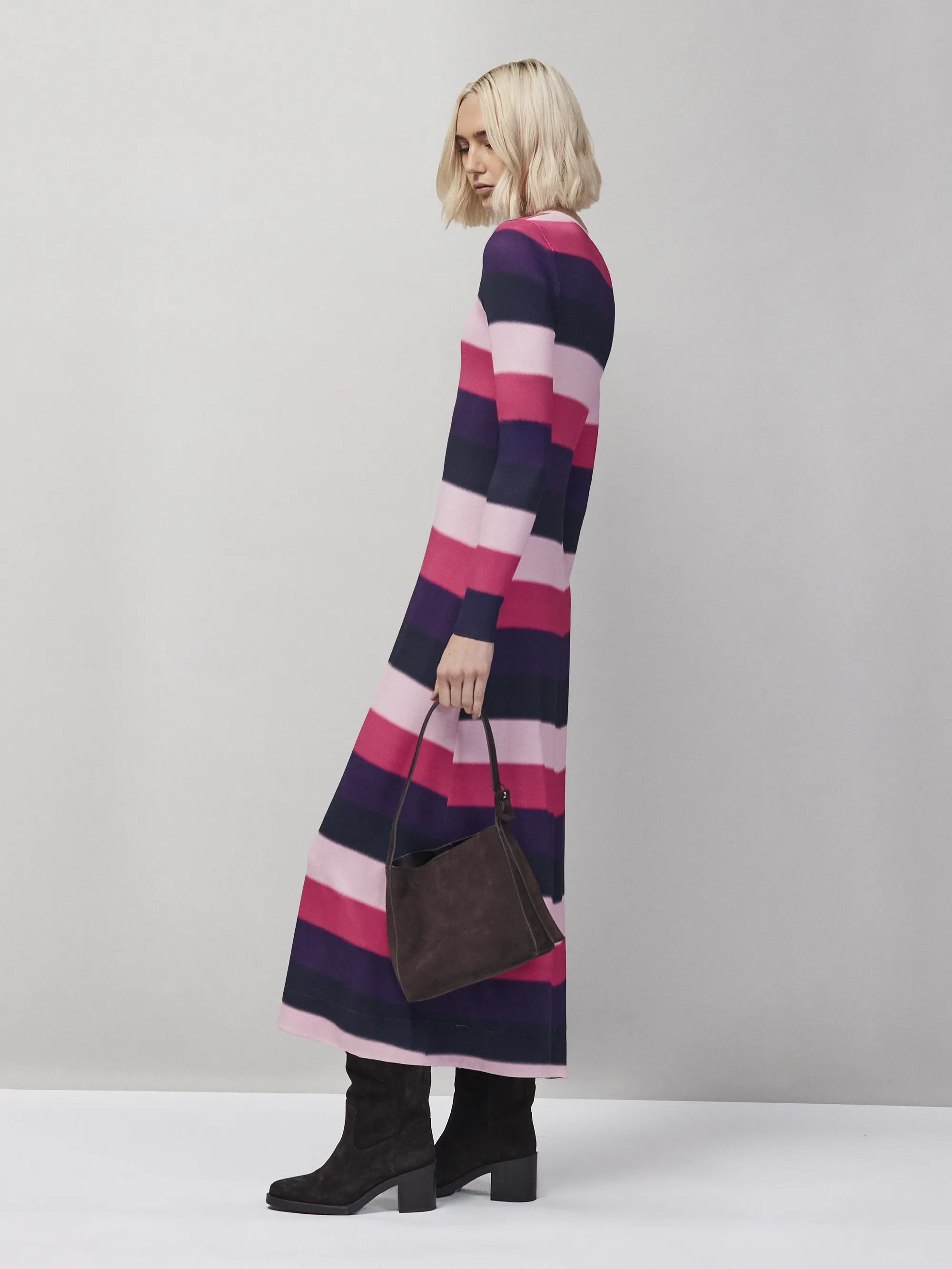Petite Multi Blurred Stripe Jersey Dress - Image 4