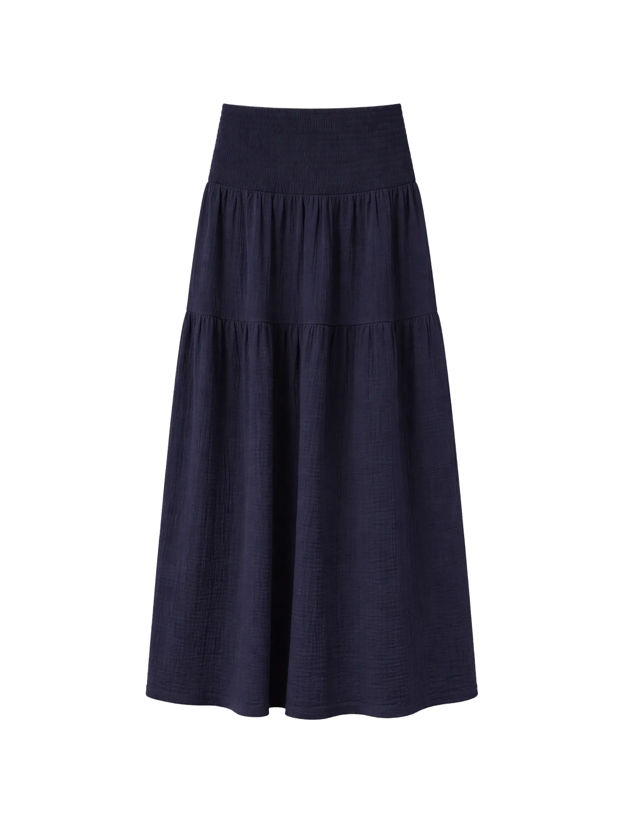 Petite Navy Cheesecloth Shirred Waistband Skirt - Image 6
