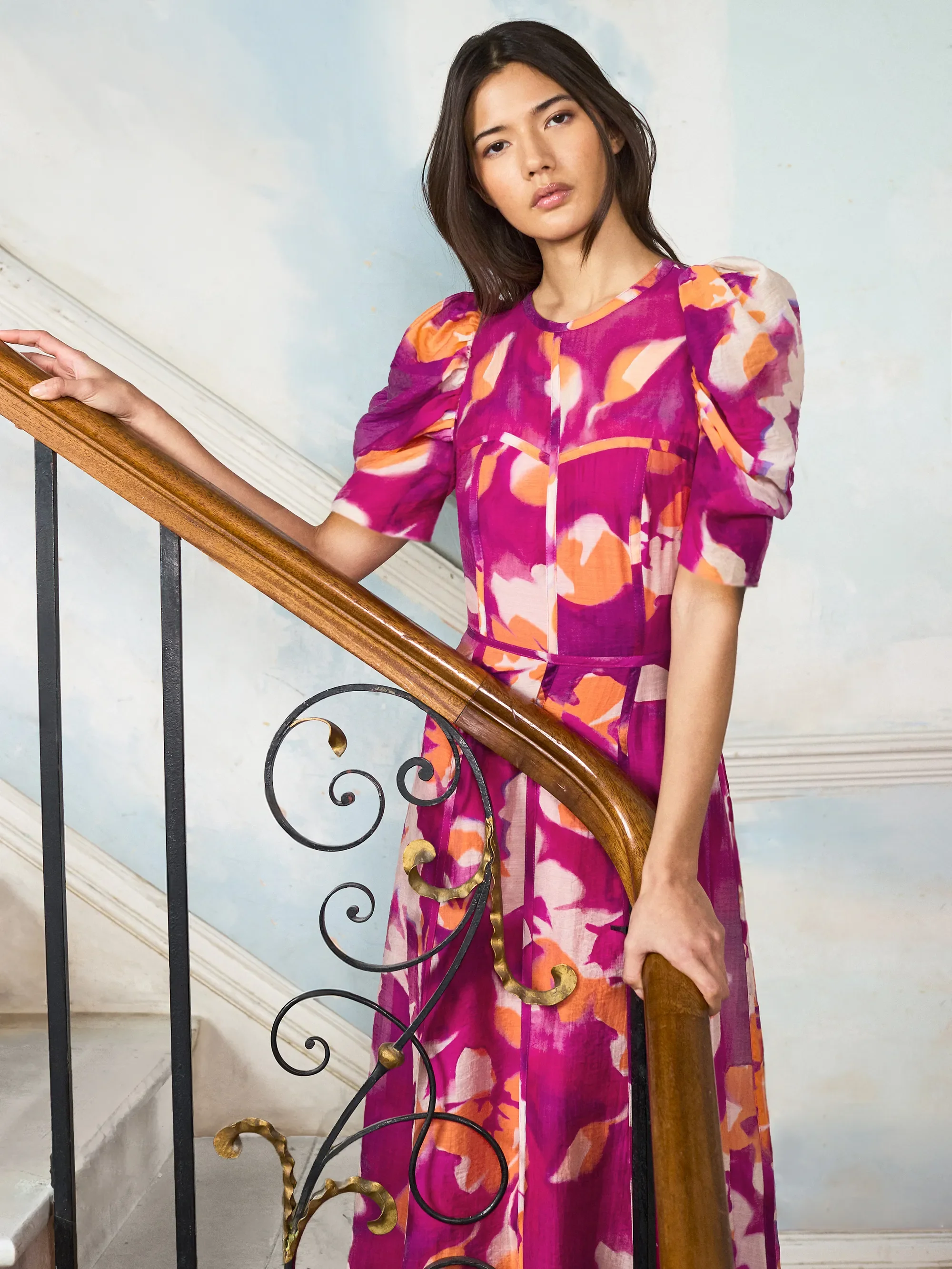 Niamh Pink Binding Detail Occasion Dress - Image 3