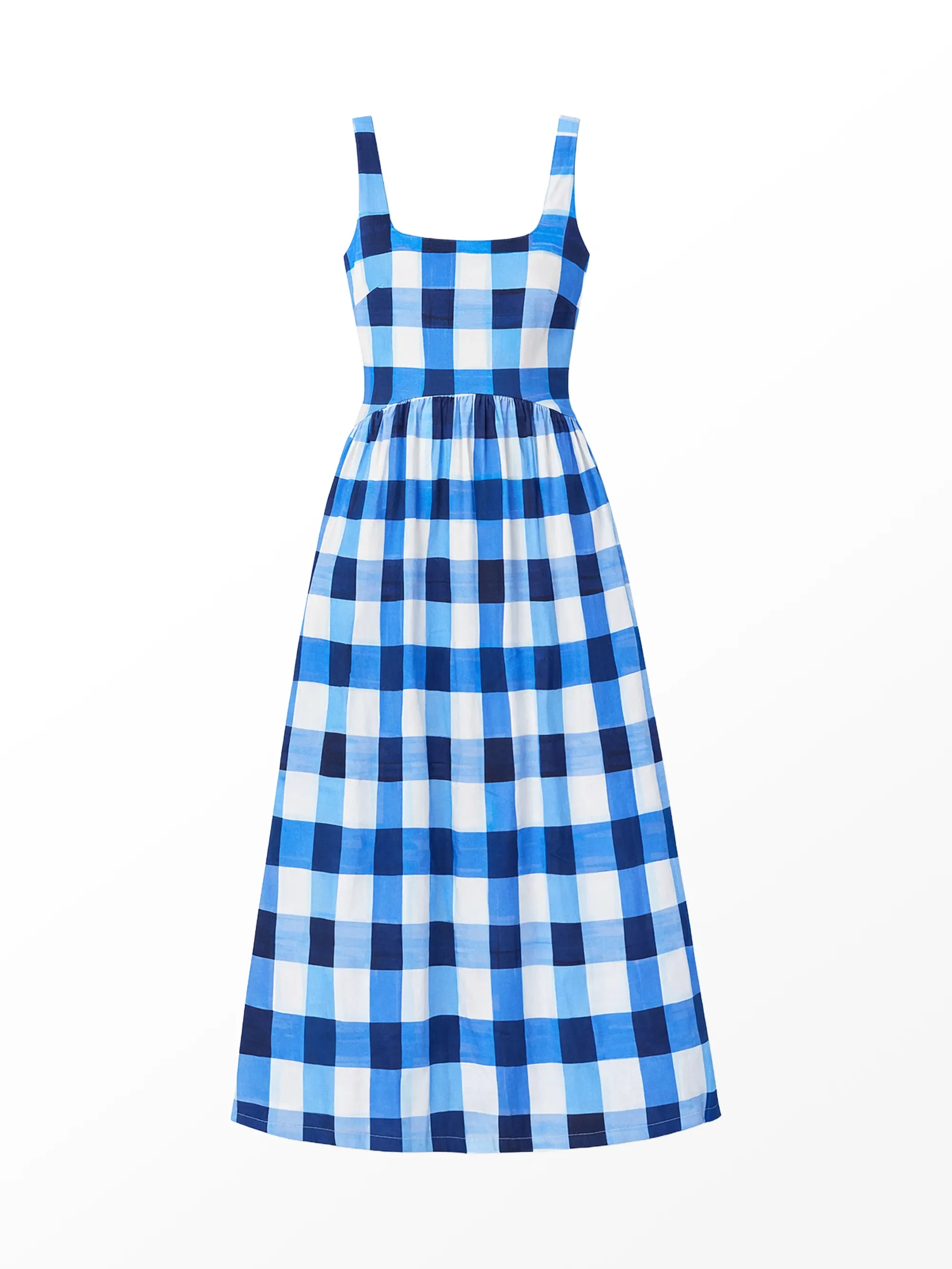 Raya Blue Check Square Neck Dress - Image 7