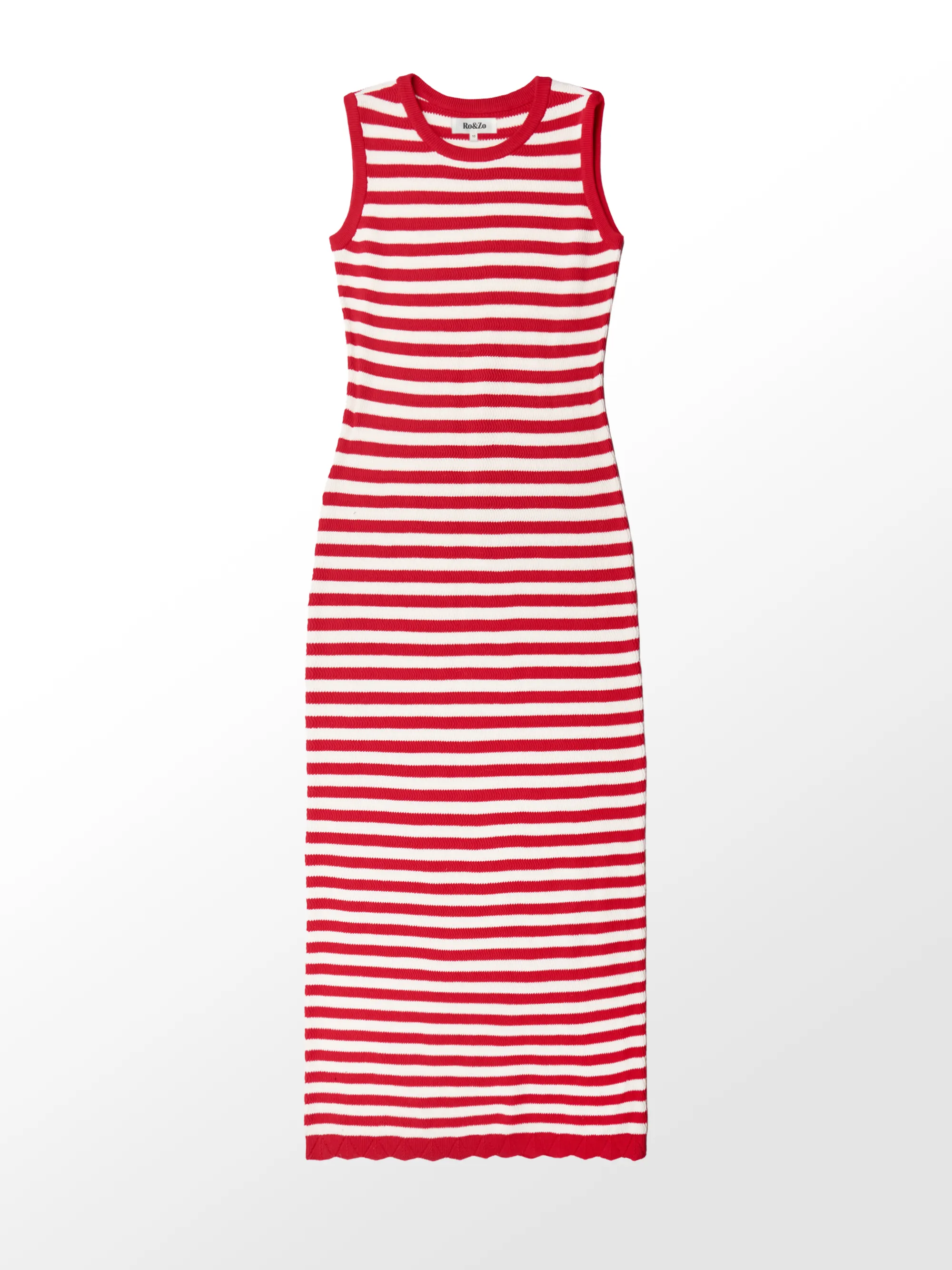 Red Stripe Cotton Knit Midi Dress - Image 7