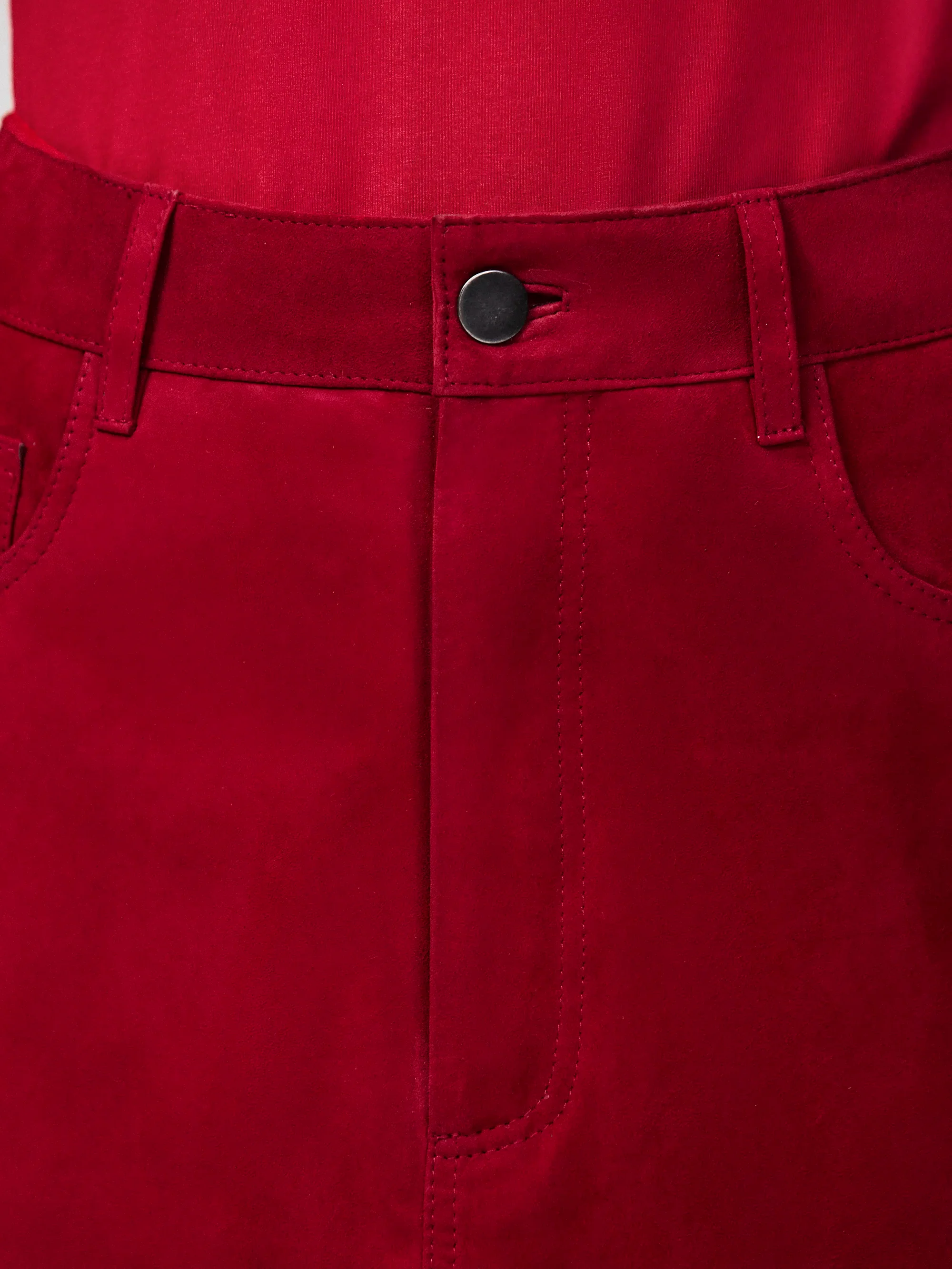 Red Suede Mini Skirt - Image 5