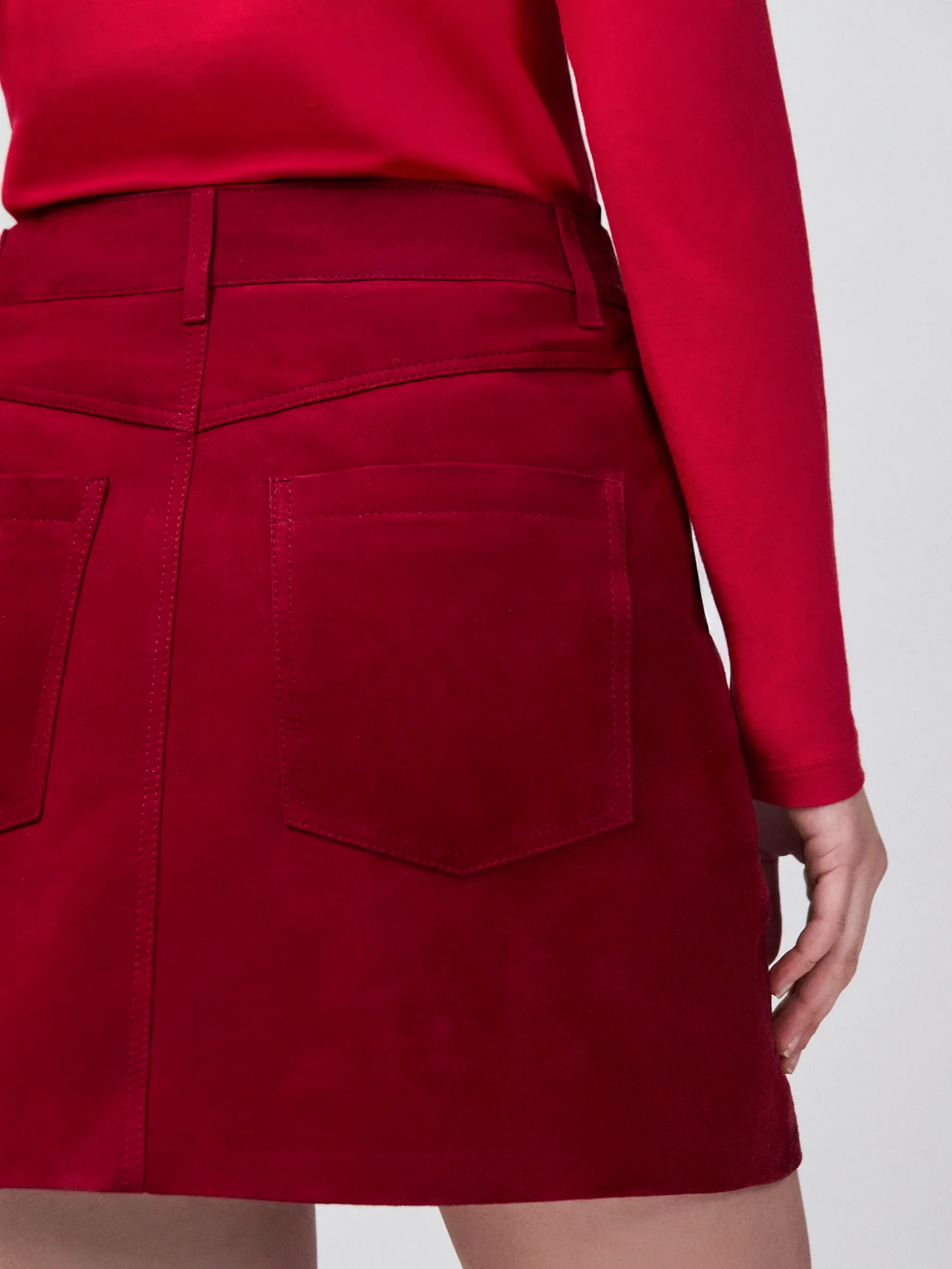 Red Suede Mini Skirt - Image 6