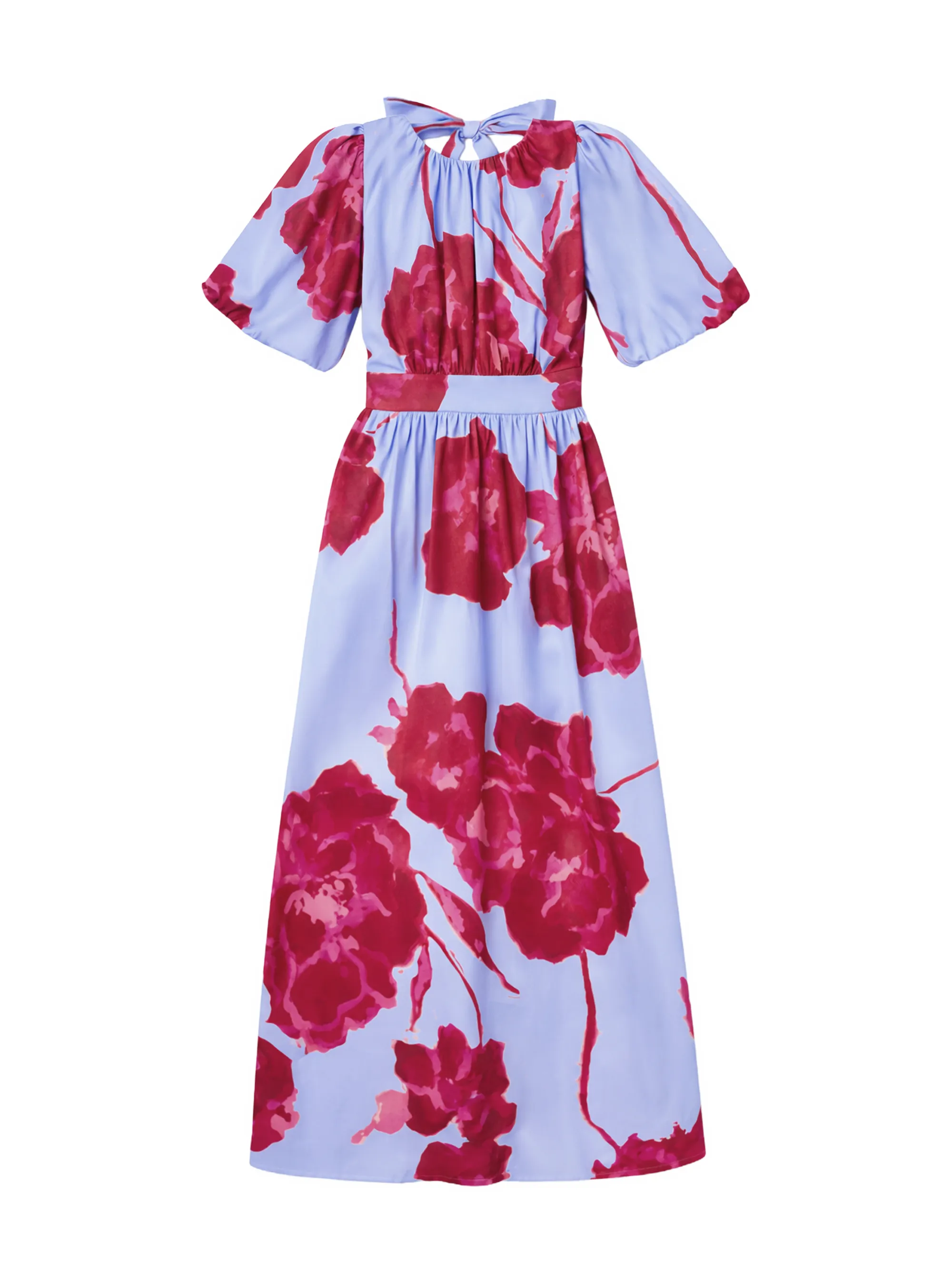 Seraphina Pink And Blue Floral Puff Sleeve Dress - Image 6
